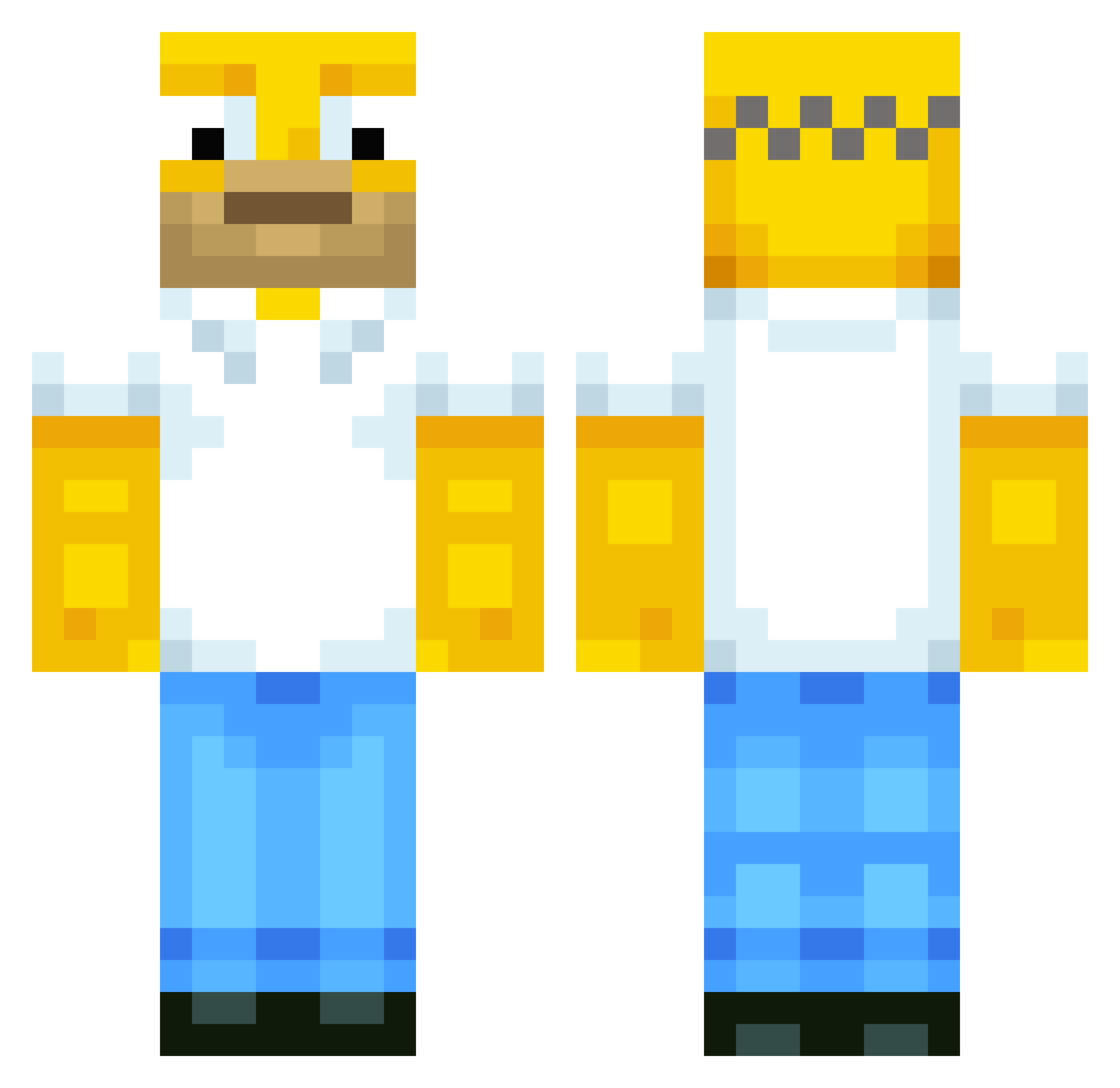 popposoft Minecraft skin, front and back view