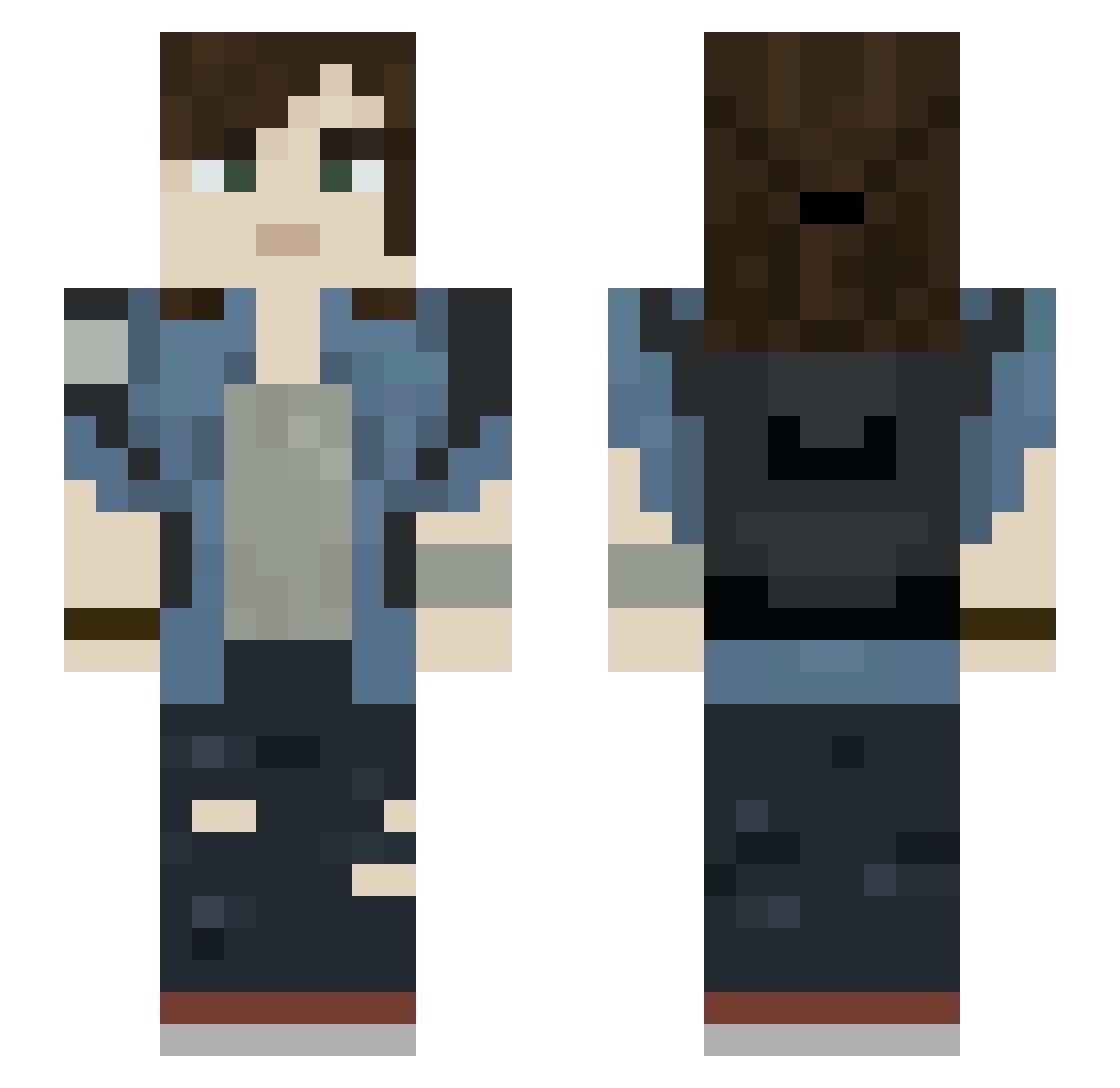 Malllllll Minecraft skin, front and back view
