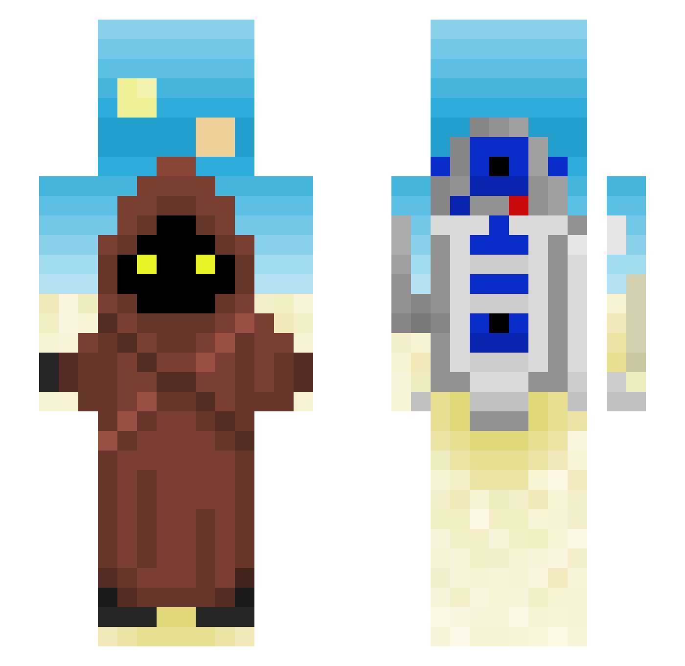jast Minecraft skin, front and back view