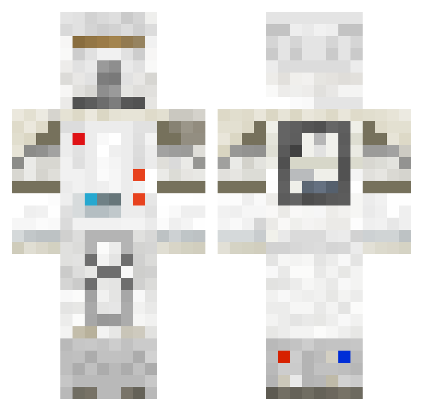 Te0tl Minecraft skin, front and back view