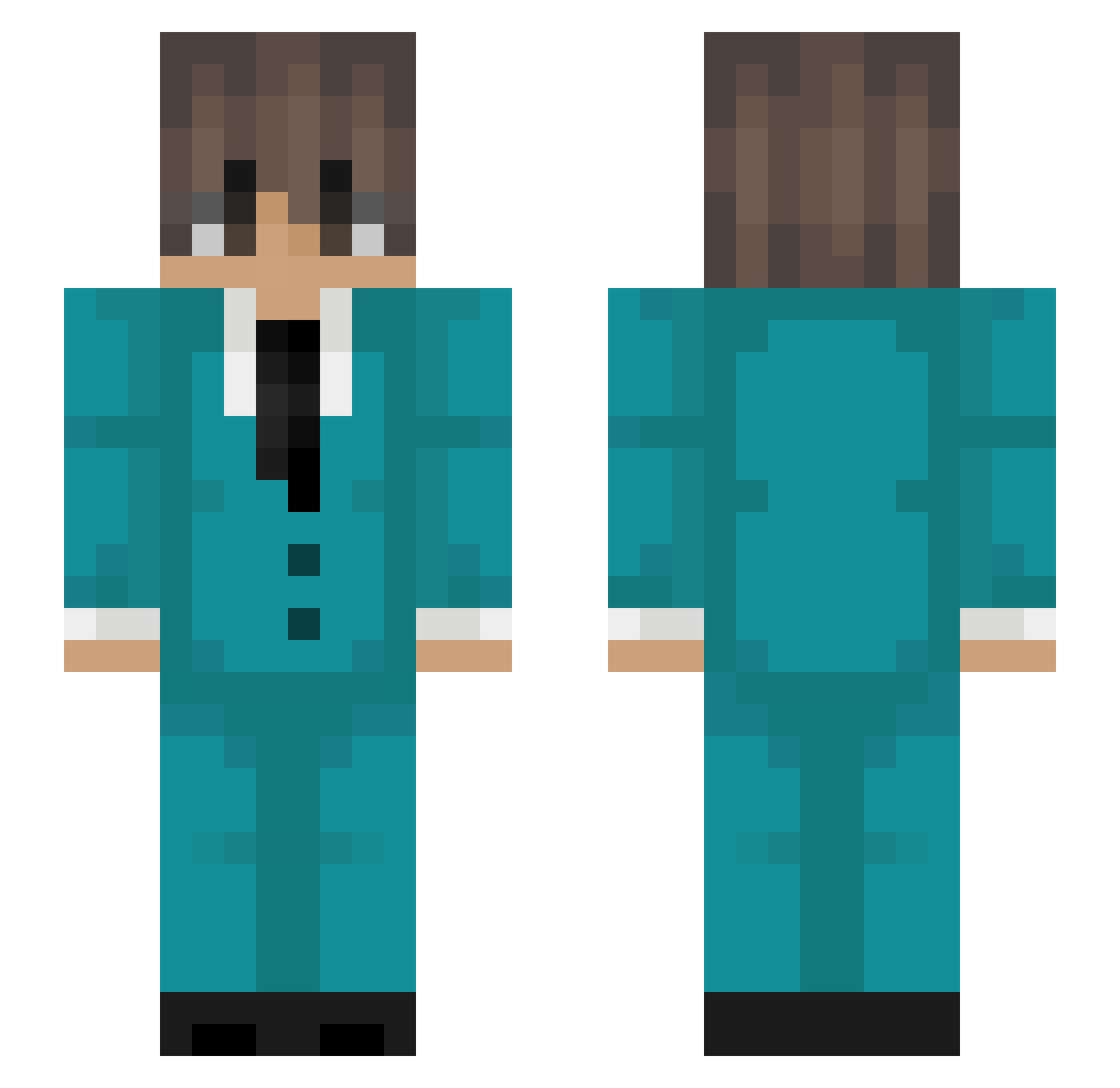 Hashingtons Minecraft skin, front and back view