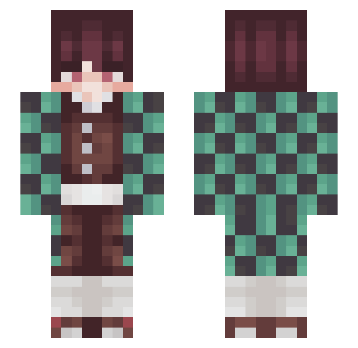 chickenbutt127 Minecraft skin, front and back view