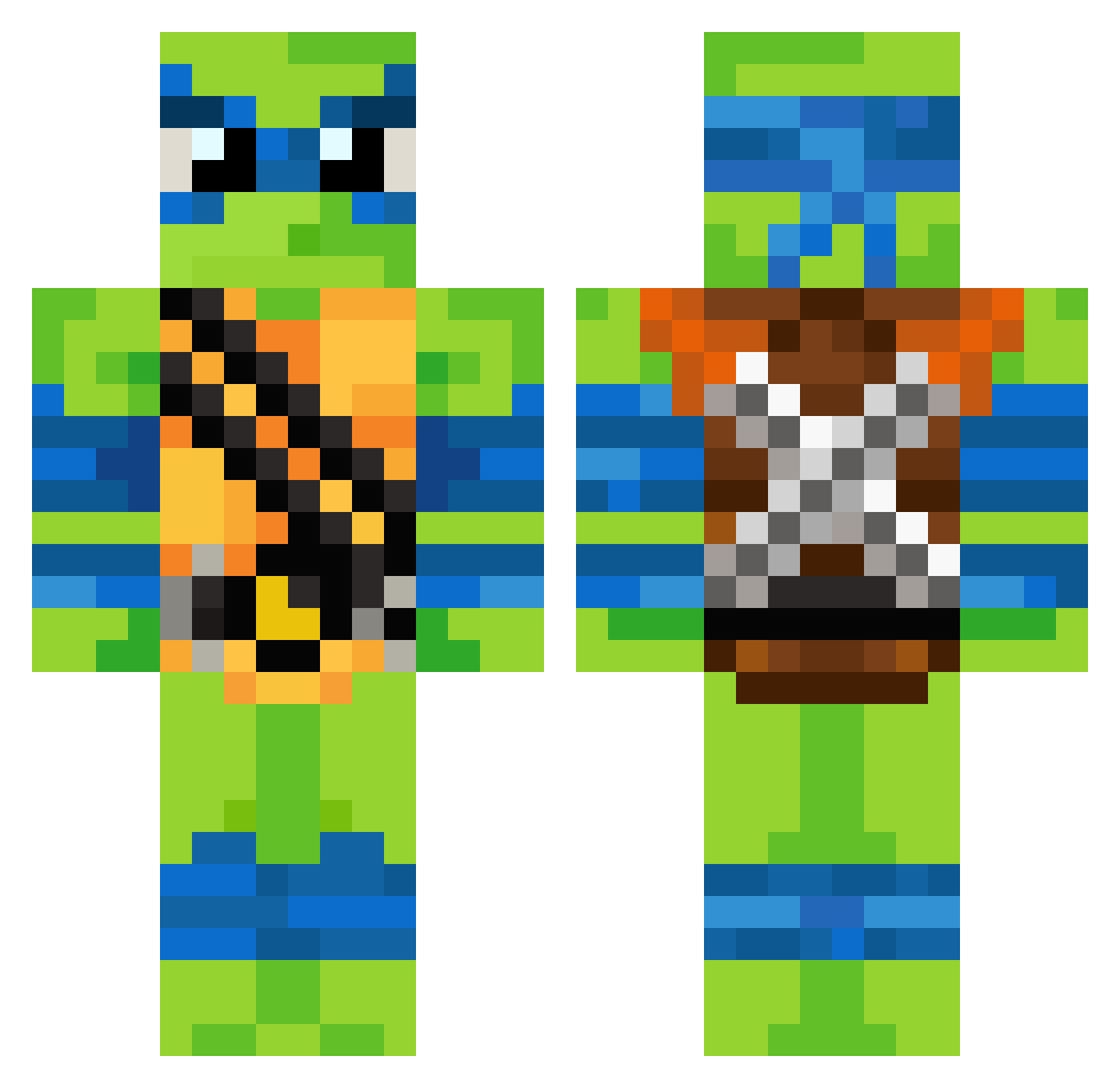 Raleto Minecraft skin, front and back view