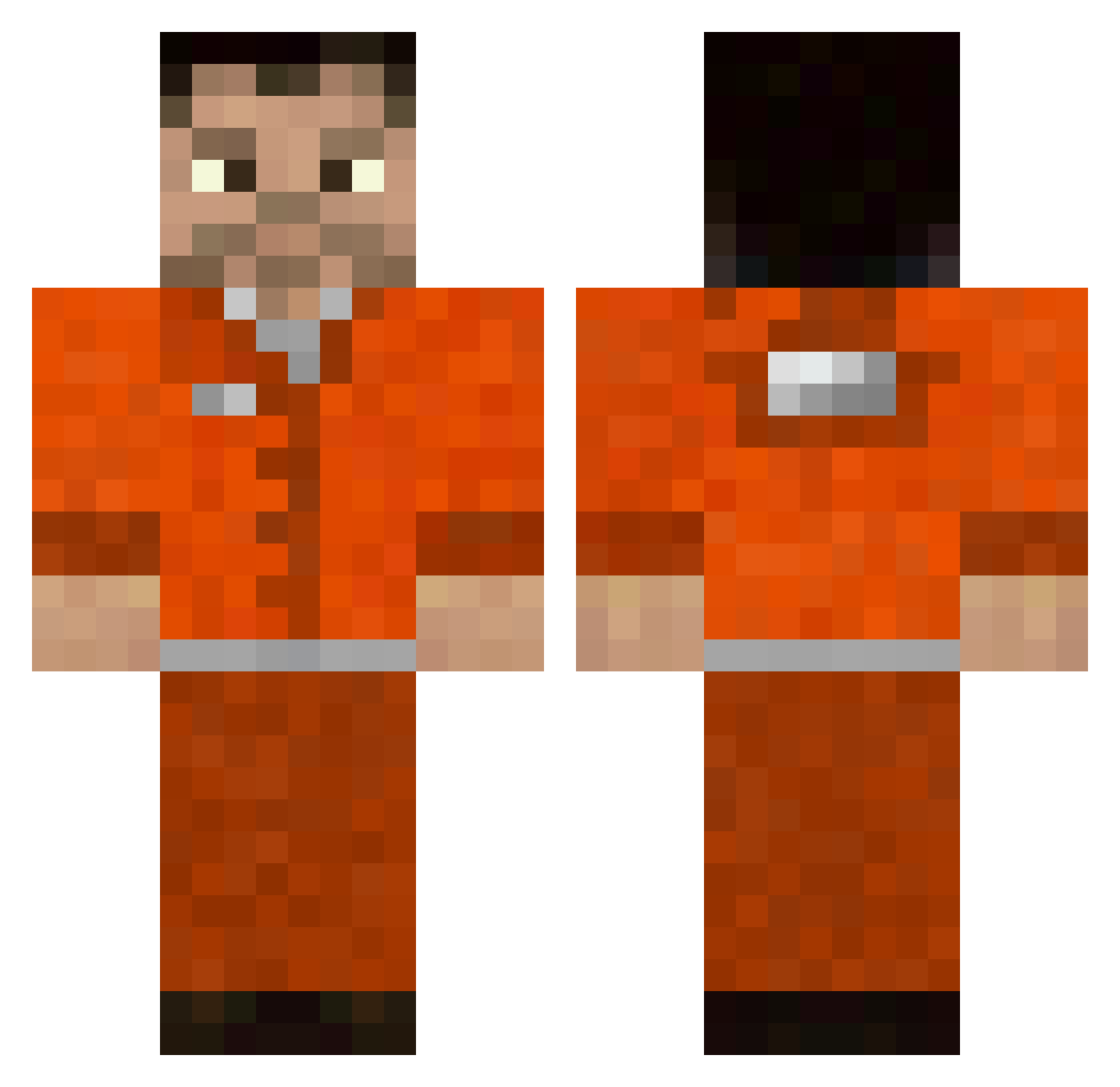 Thermospud Minecraft skin, front and back view