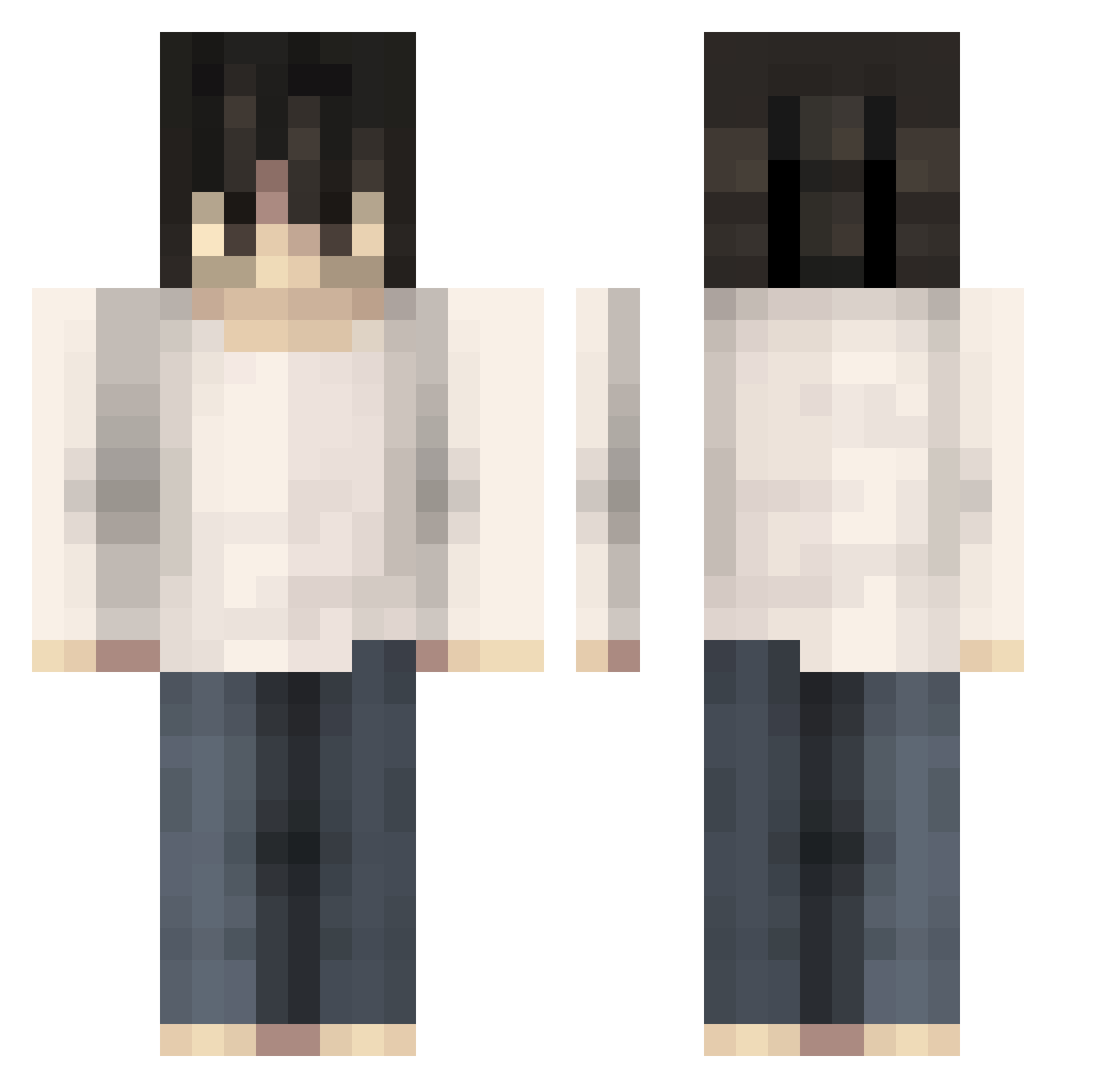 rottenpeaches89 Minecraft skin, front and back view
