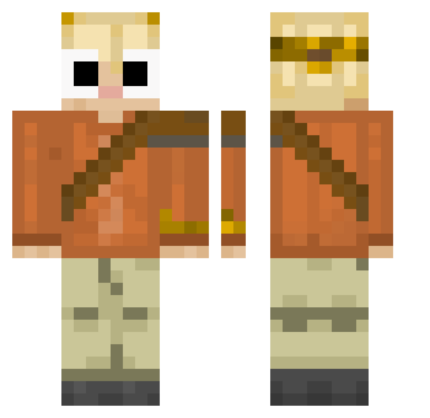 Zoetec Minecraft skin, front and back view