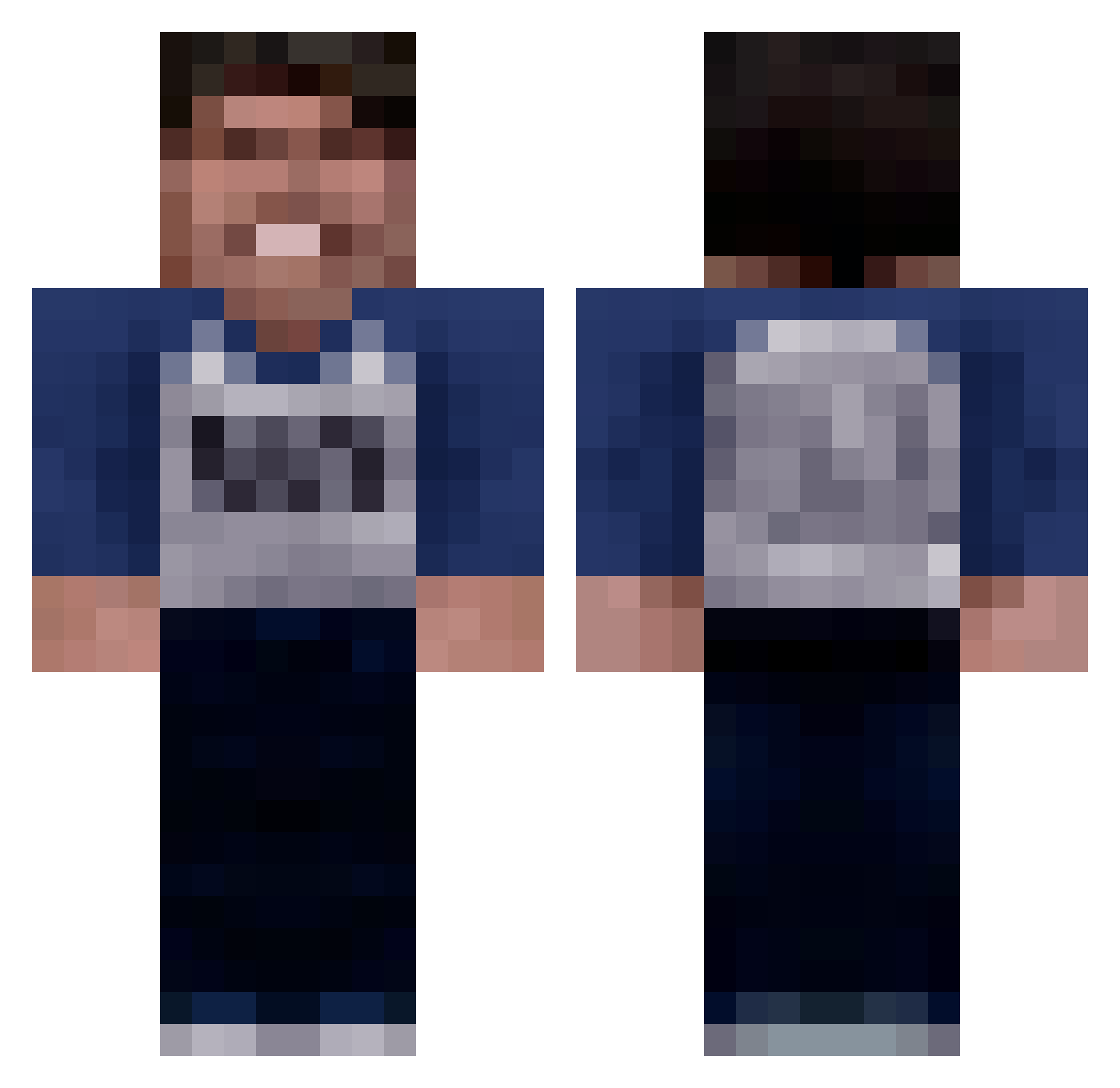 Nick Minecraft skin, front and back view