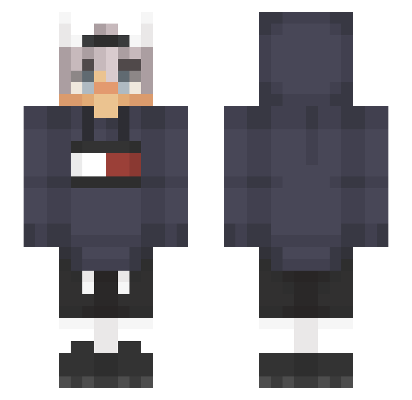 swedsack Minecraft skin, front and back view