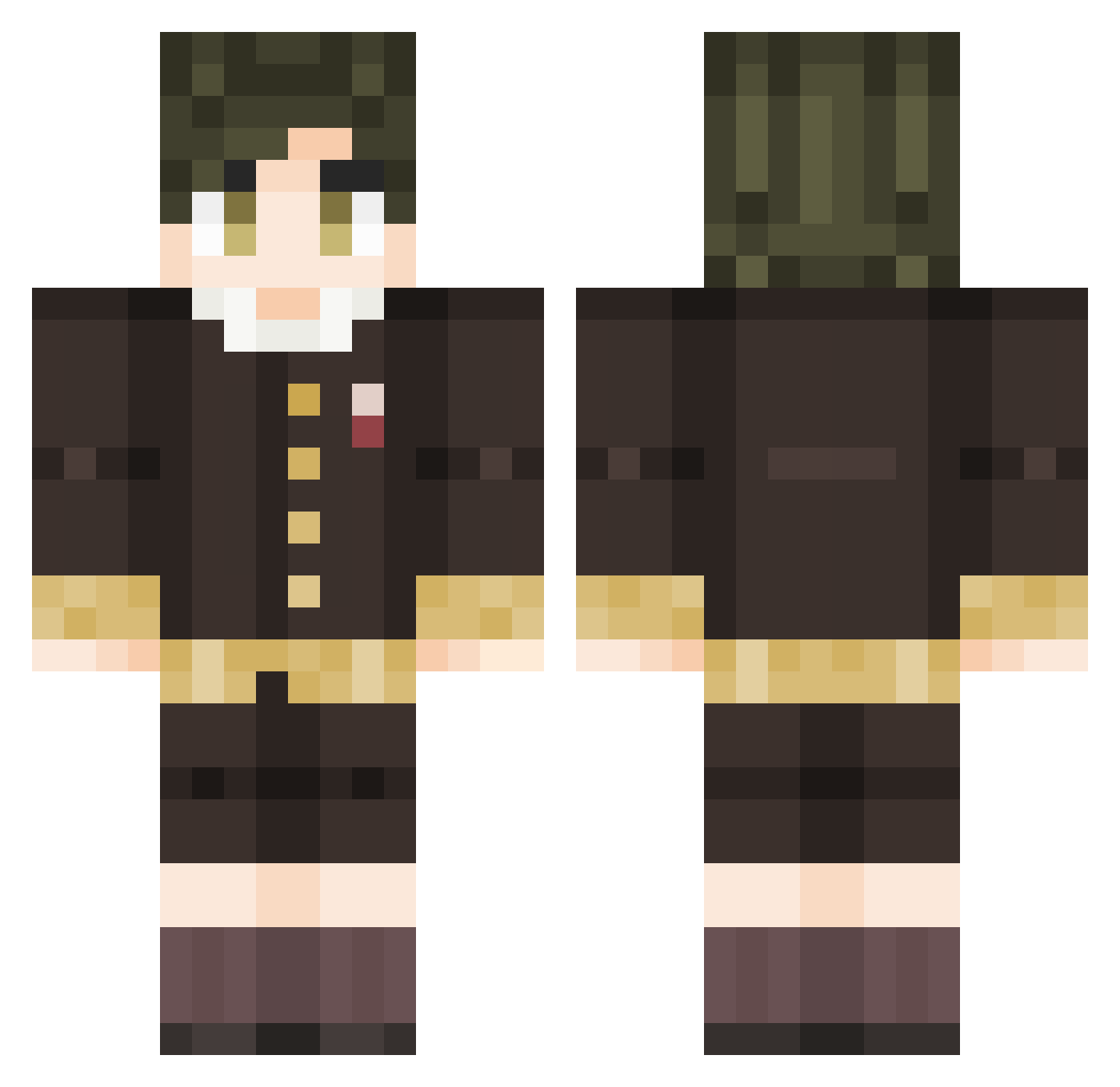 Kia1080 Minecraft skin, front and back view