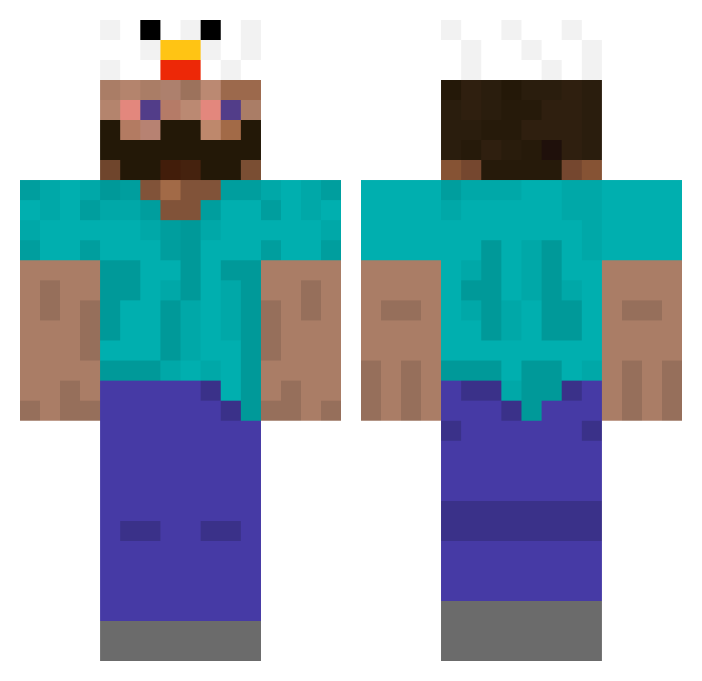 kiefs Minecraft skin, front and back view