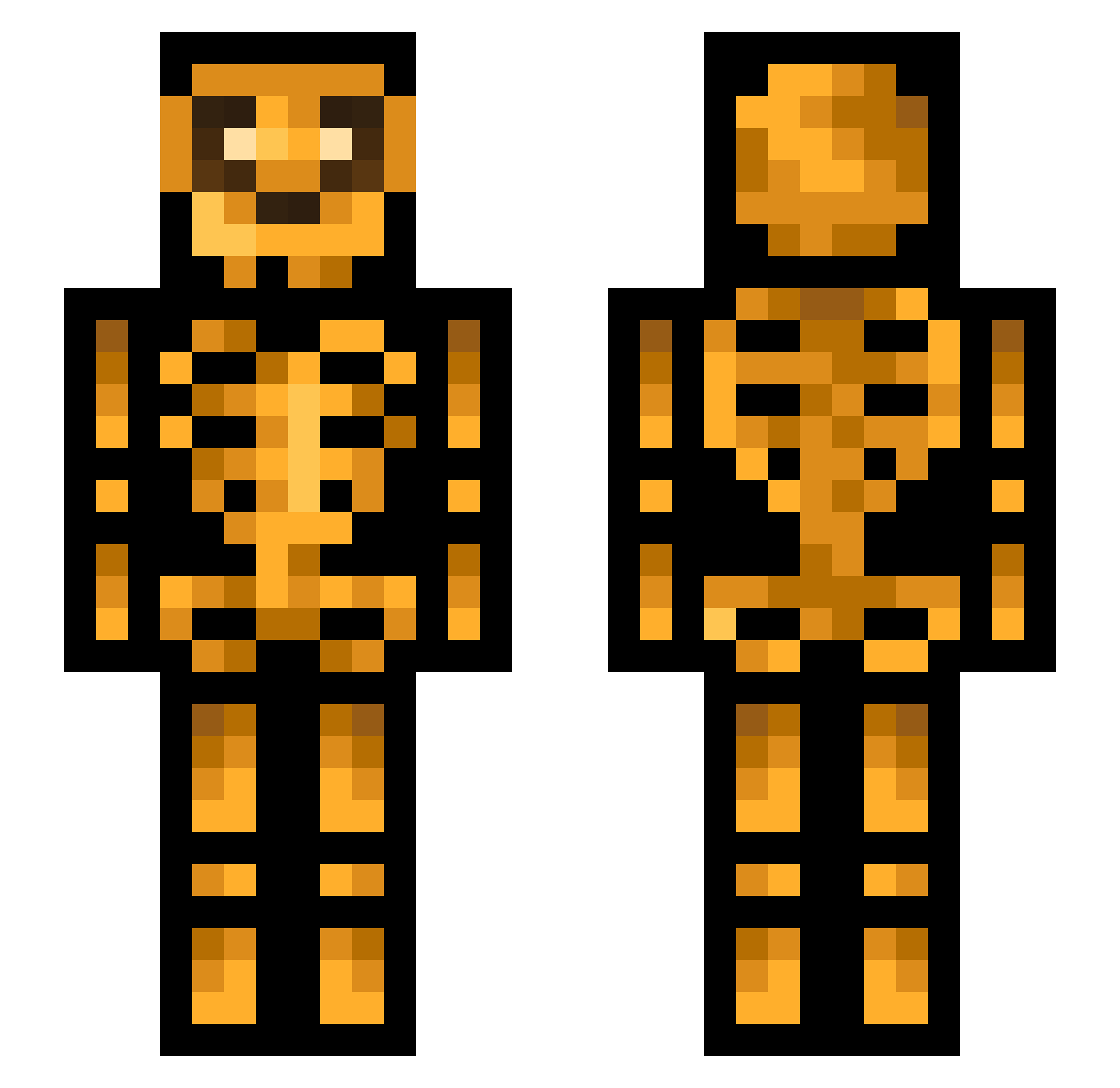 Jormish Minecraft skin, front and back view