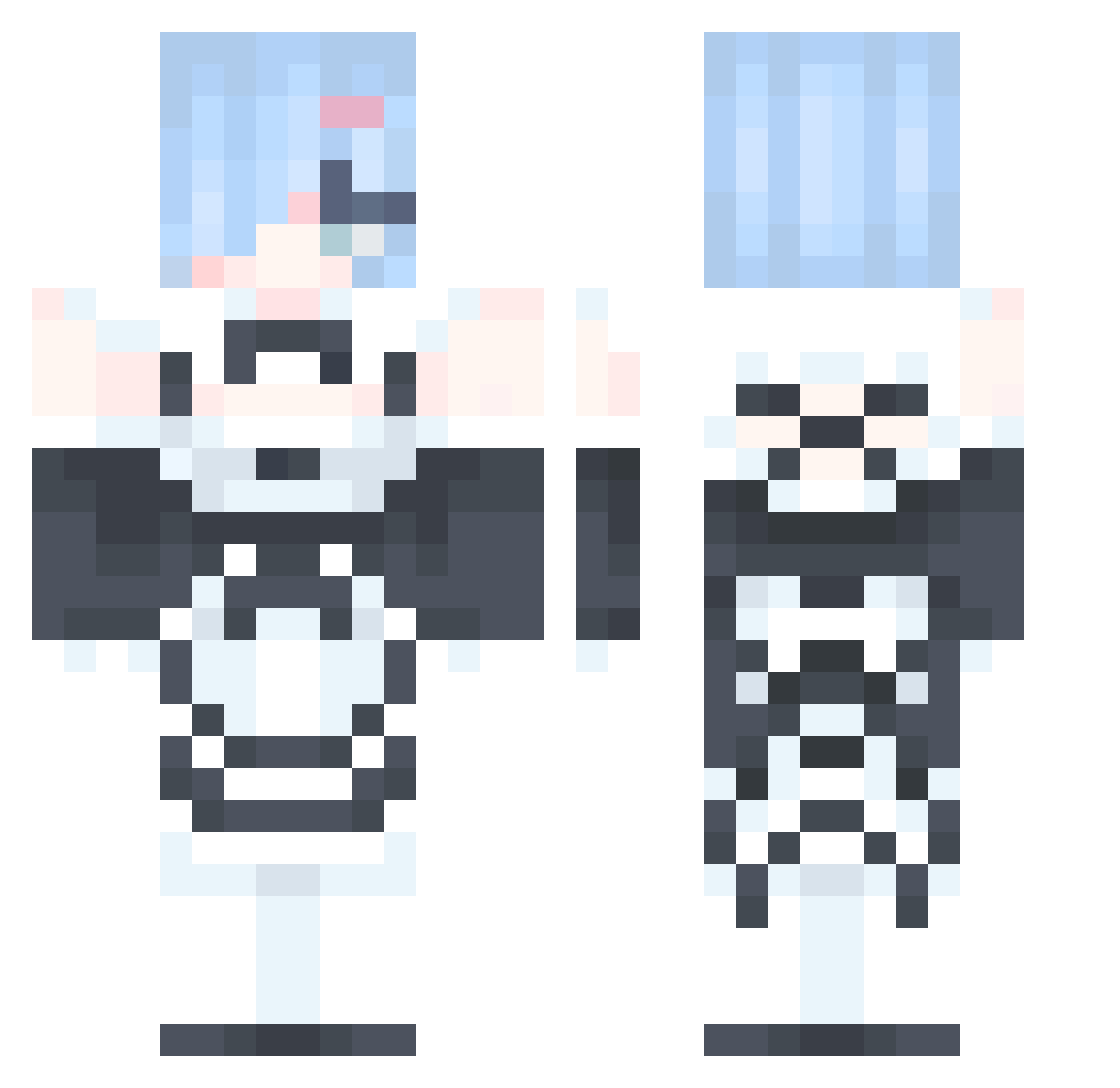ScammerUK Minecraft skin, front and back view