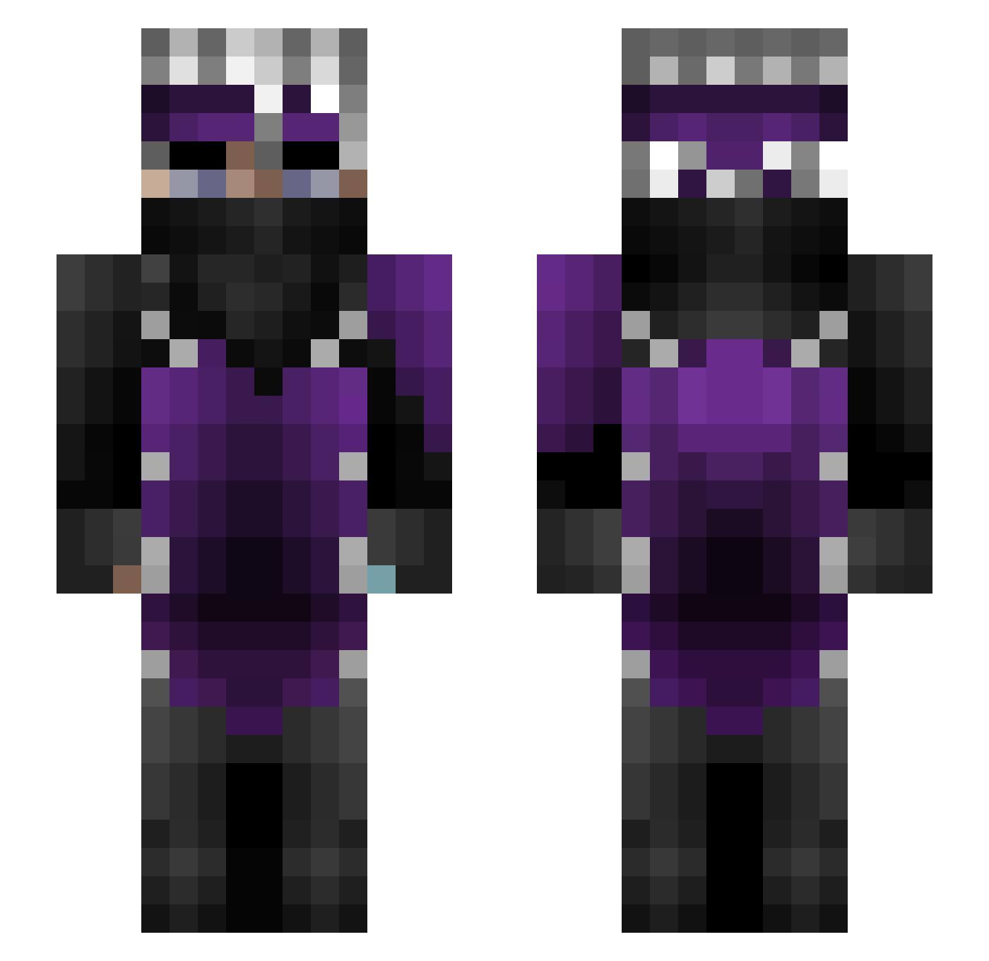 MegaCancer Minecraft skin, front and back view
