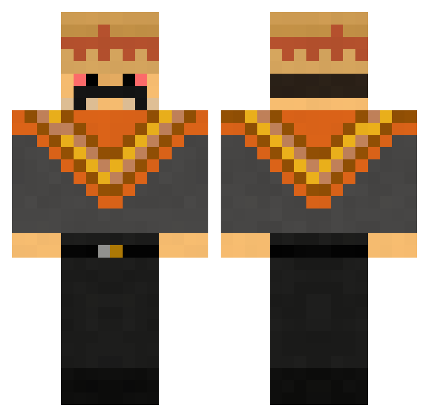 HighBeaner Minecraft skin, front and back view