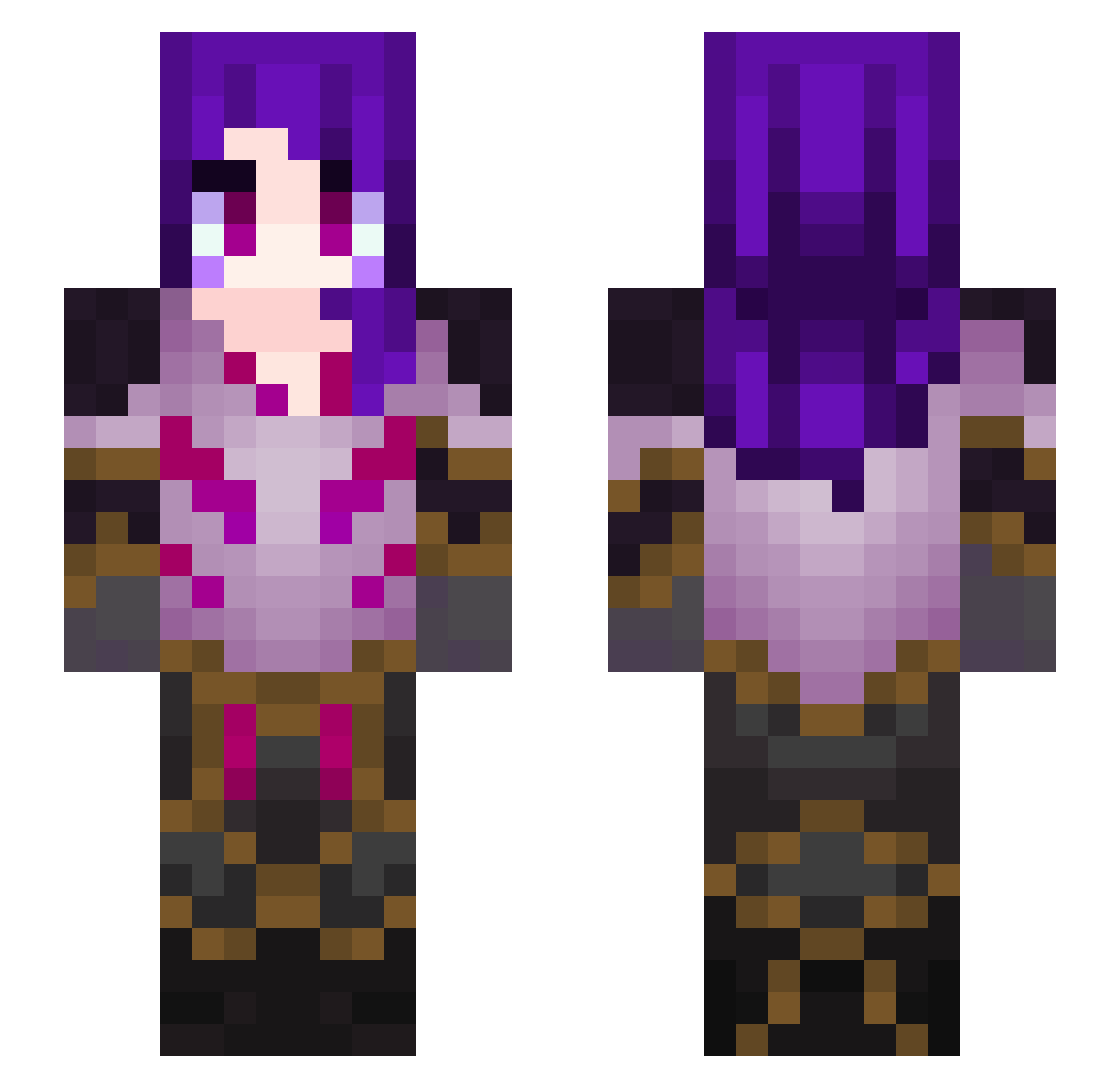 D3bl07 Minecraft skin, front and back view