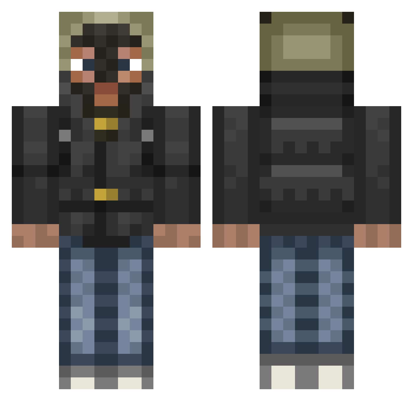 Vegas_Master Minecraft skin, front and back view