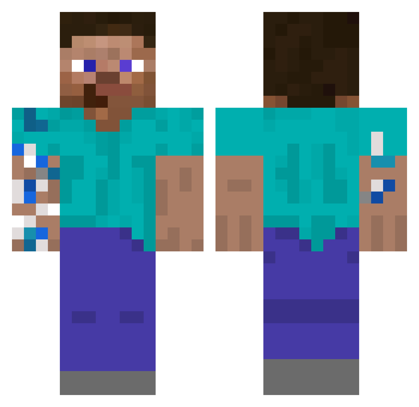 Retronite Minecraft skin, front and back view