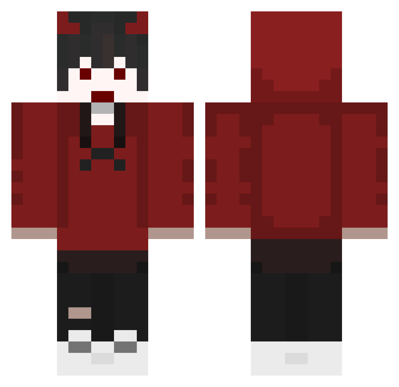 ItsZvet Minecraft skin, front and back view