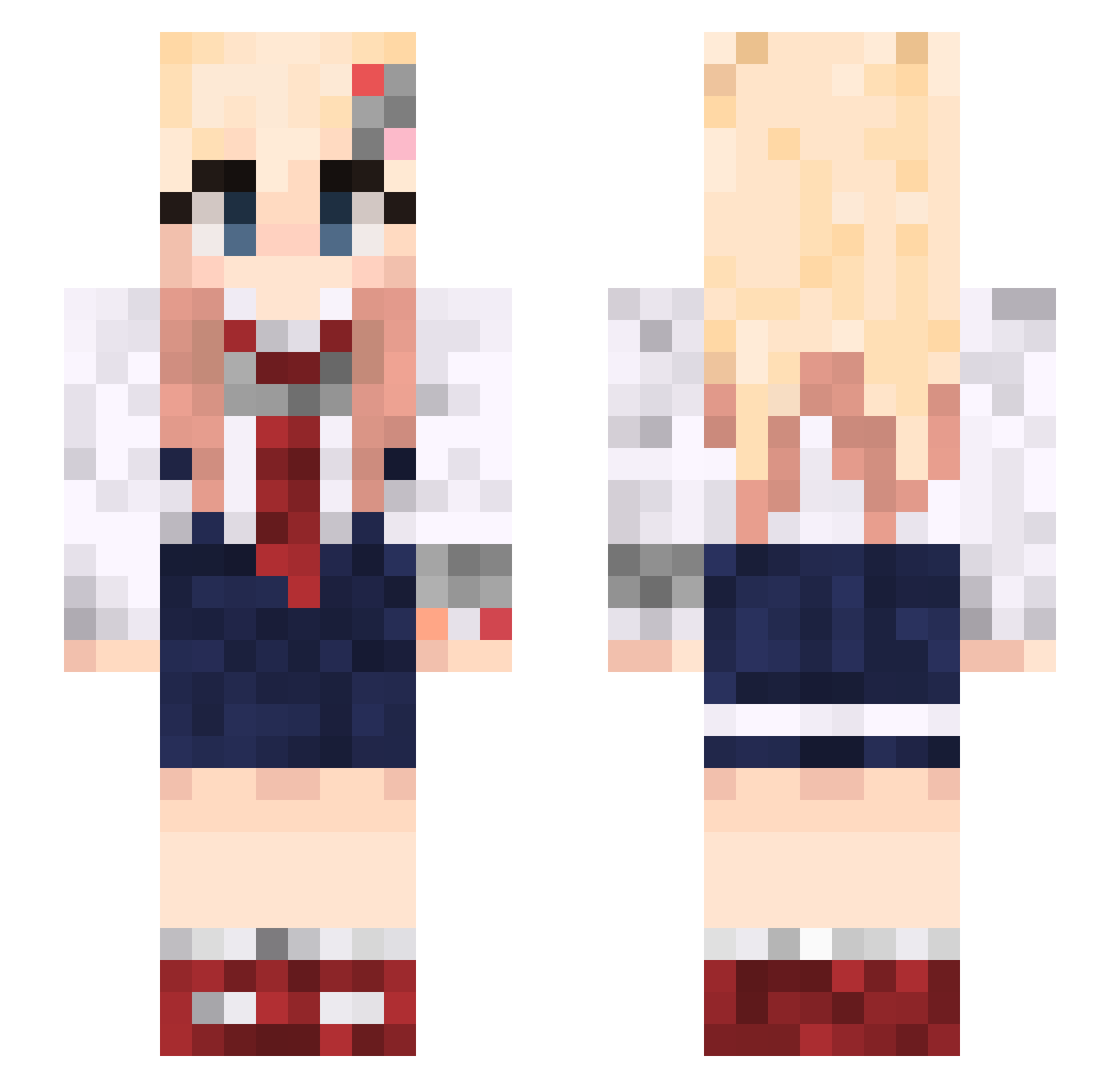 SkyzDK Minecraft skin, front and back view