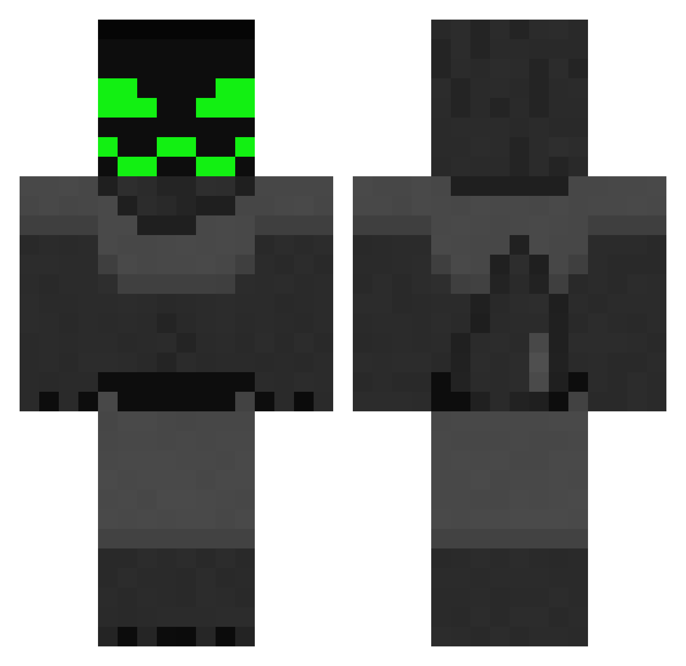 DeltaTail Minecraft skin, front and back view