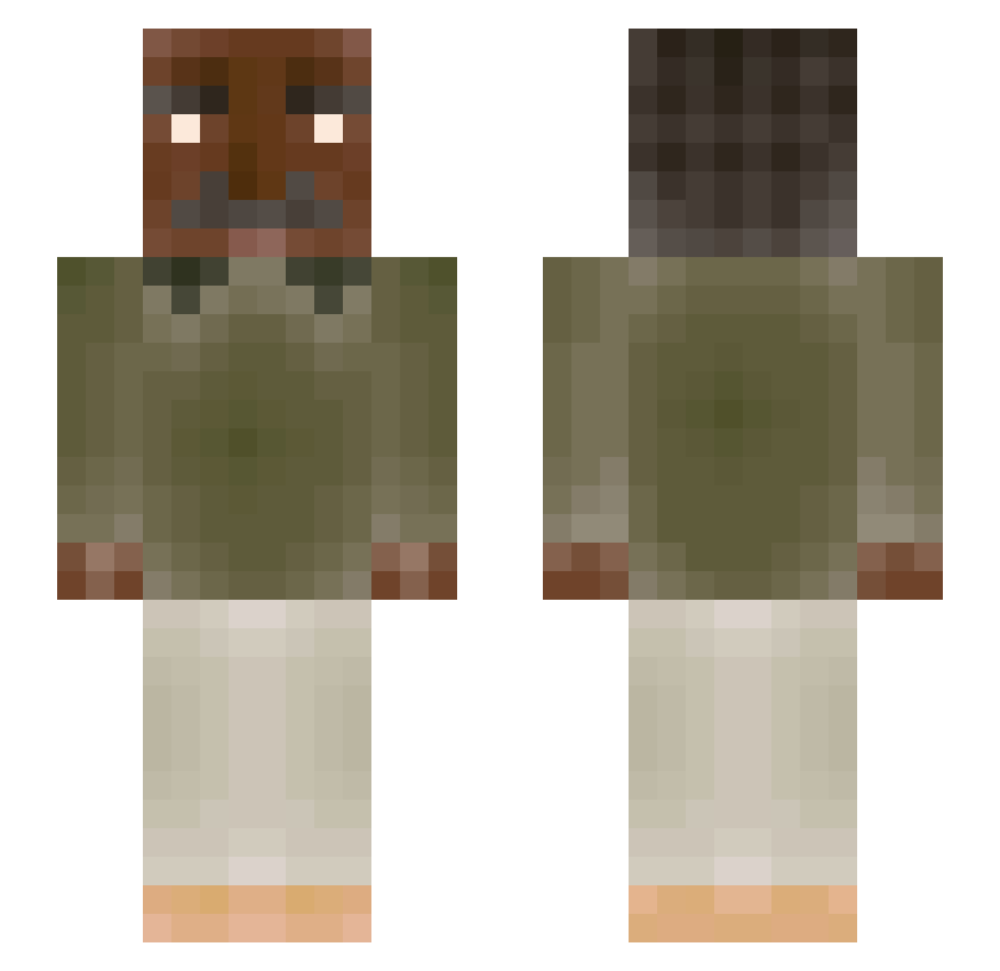 KernalClaw Minecraft skin, front and back view