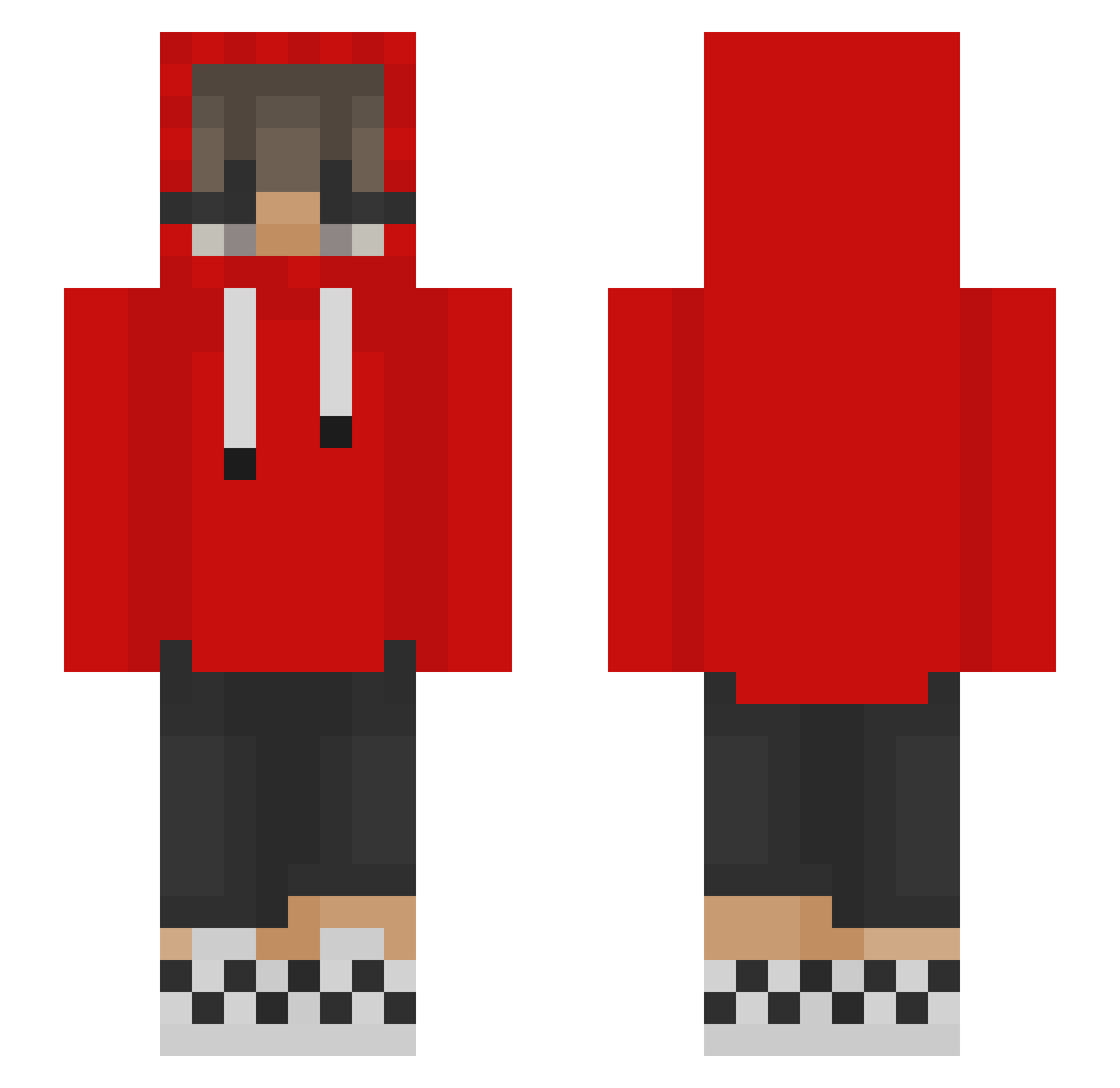 Uncontinuous Minecraft skin, front and back view