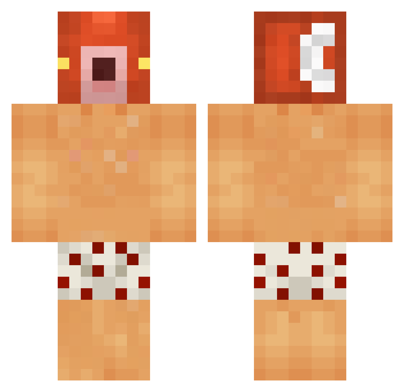 DumbMagikarp Minecraft skin, front and back view
