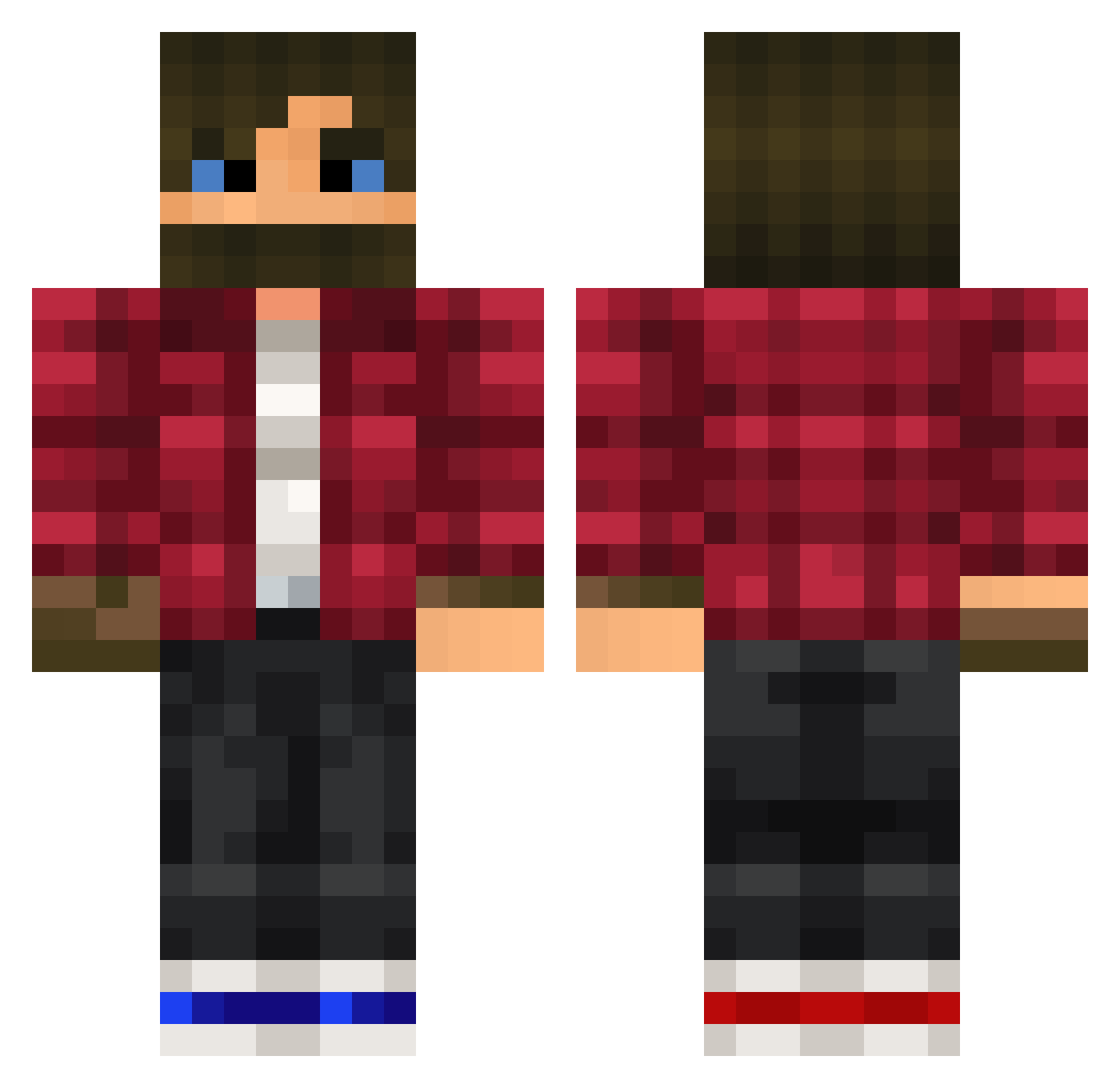 kutzair Minecraft skin, front and back view