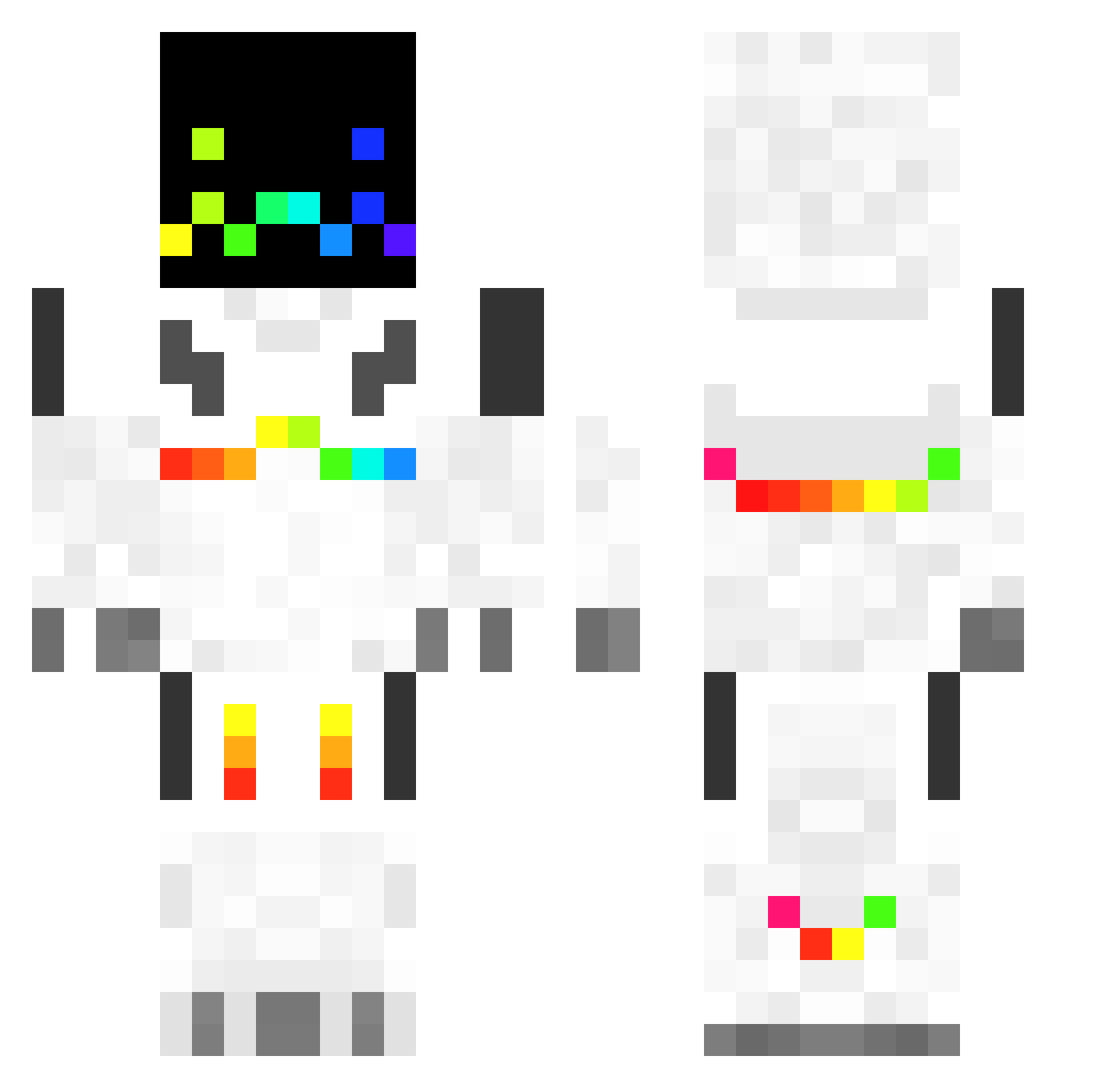 ProtogenZ Minecraft skin, front and back view