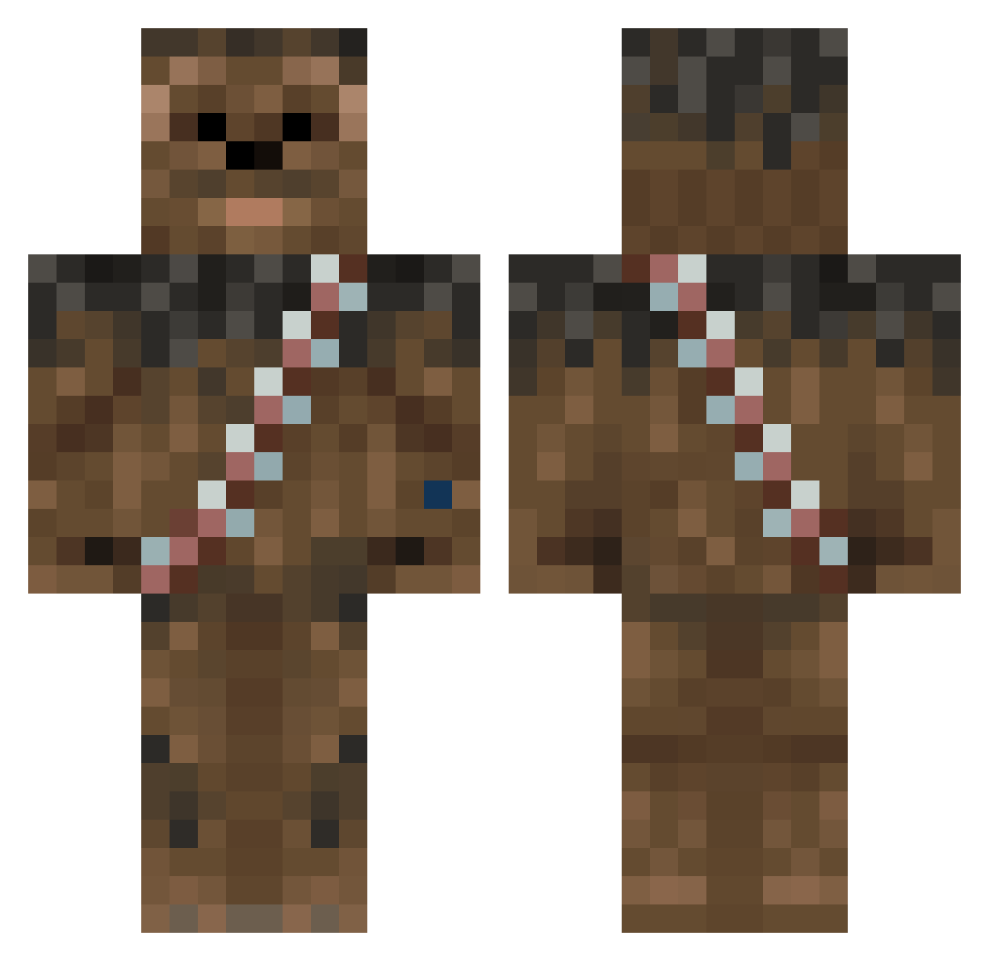 Myroof Minecraft skin, front and back view