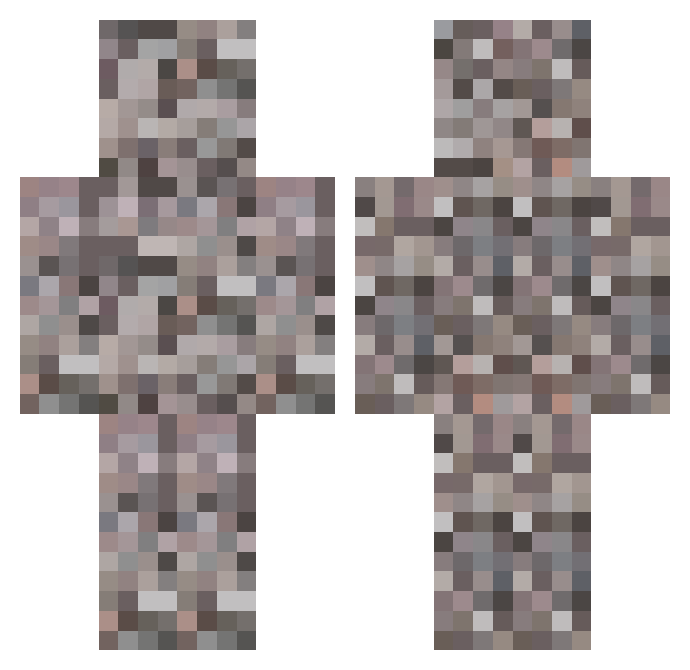 vertixf Minecraft skin, front and back view
