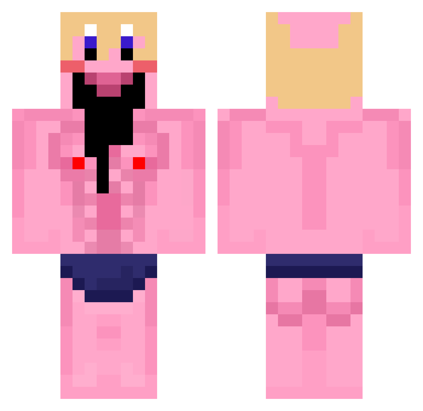 CompleteKirby Minecraft skin, front and back view