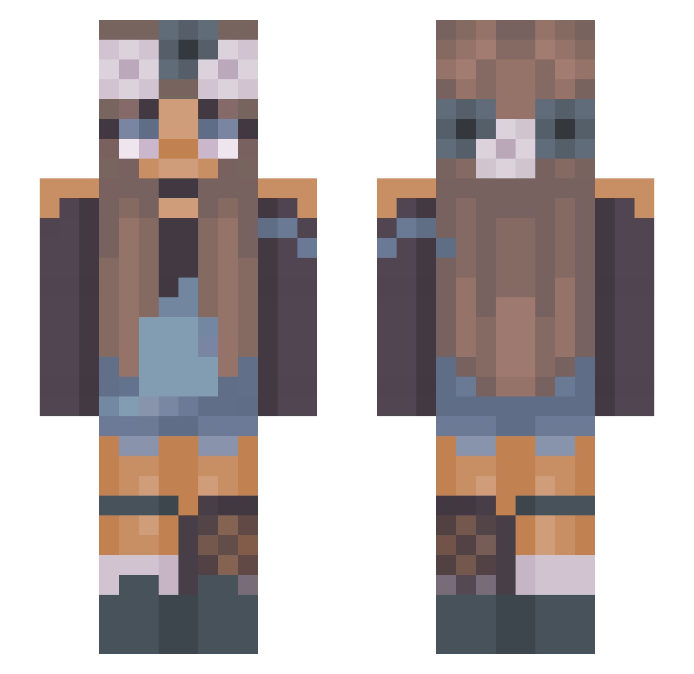 _Kawaii Minecraft skin, front and back view