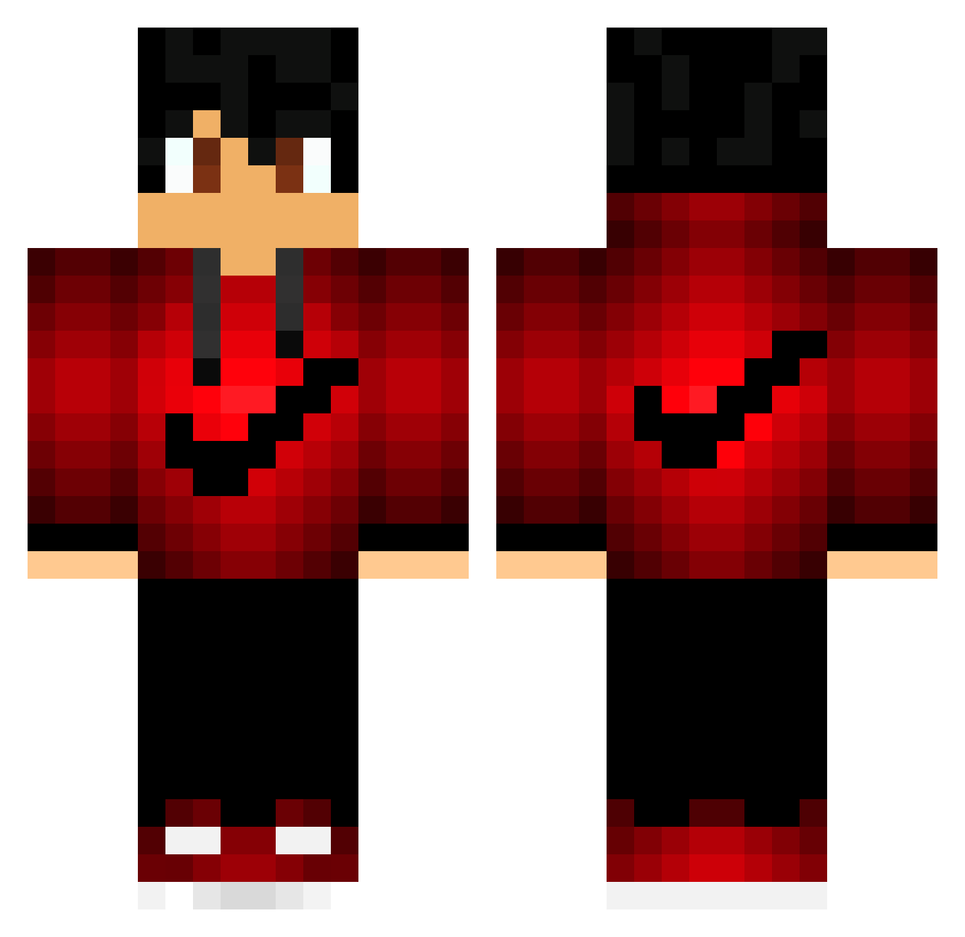 Unlogged Minecraft skin, front and back view