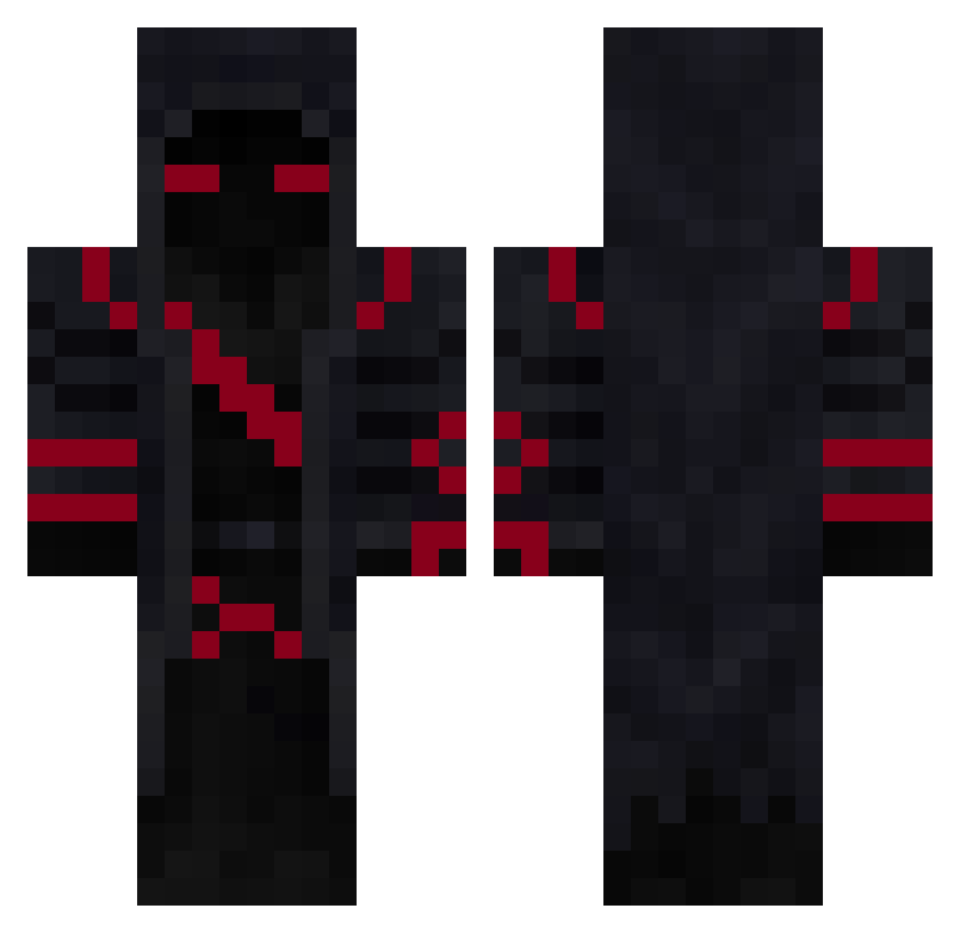 Snomsaur Minecraft skin, front and back view