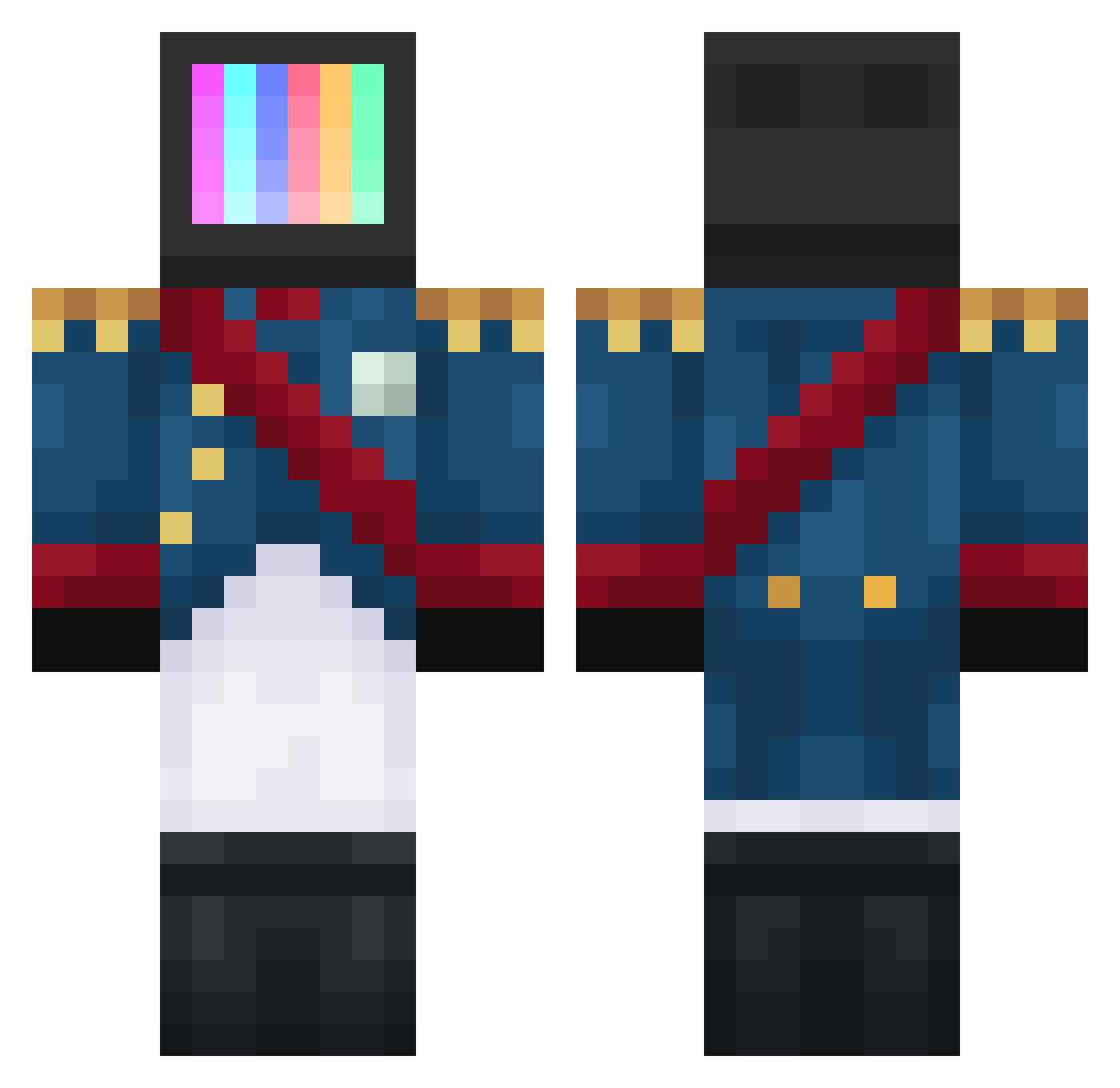 Milkys_Ways Minecraft skin, front and back view