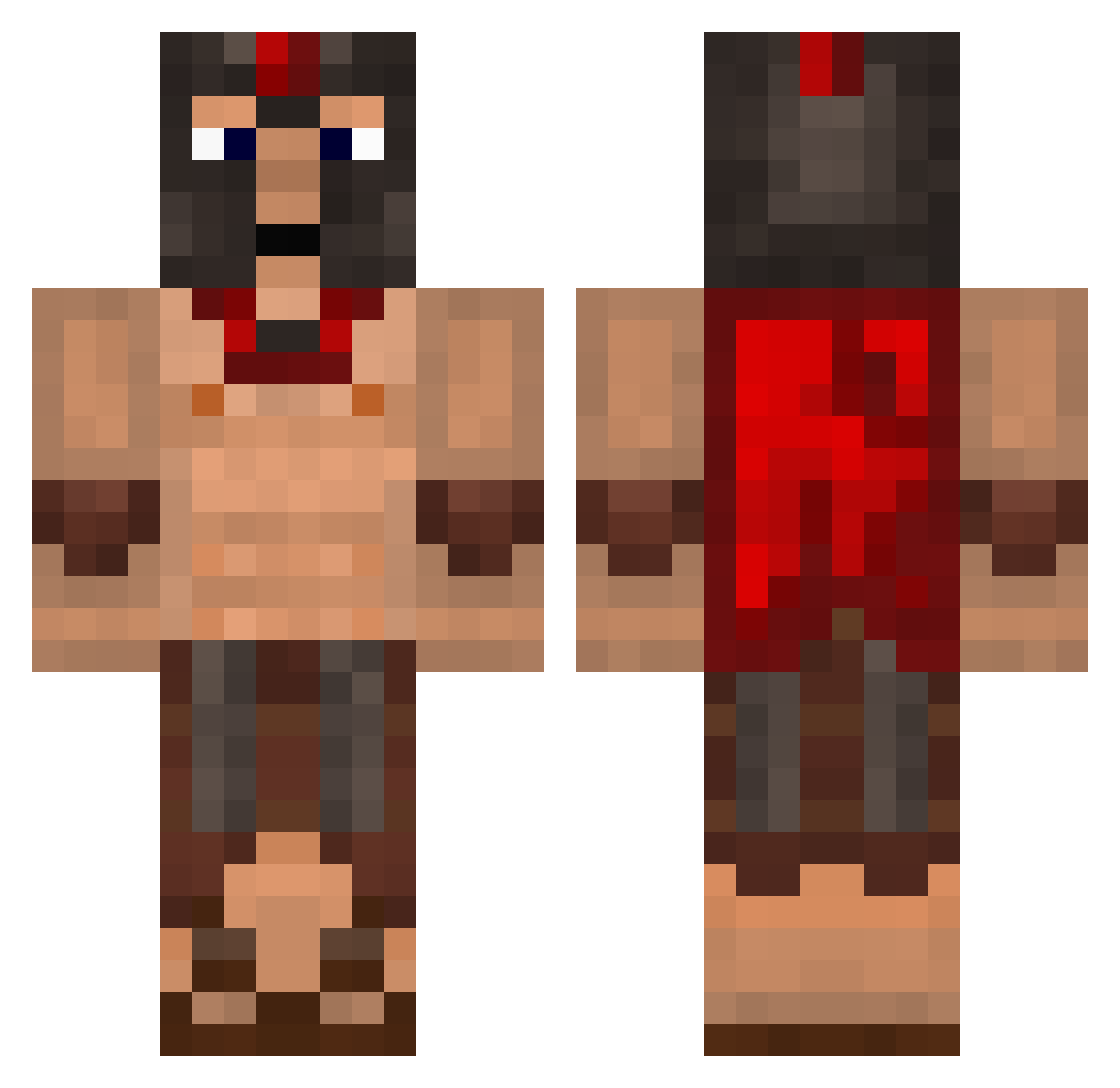 Axemen Minecraft skin, front and back view