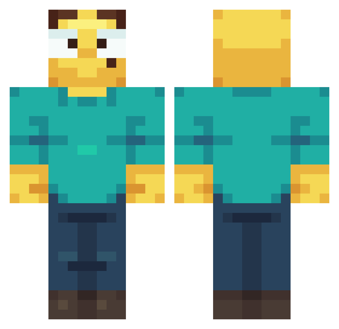 SuperBurger Minecraft skin, front and back view