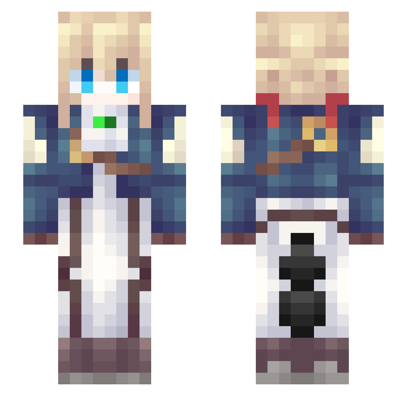 BigBrainVI Minecraft skin, front and back view