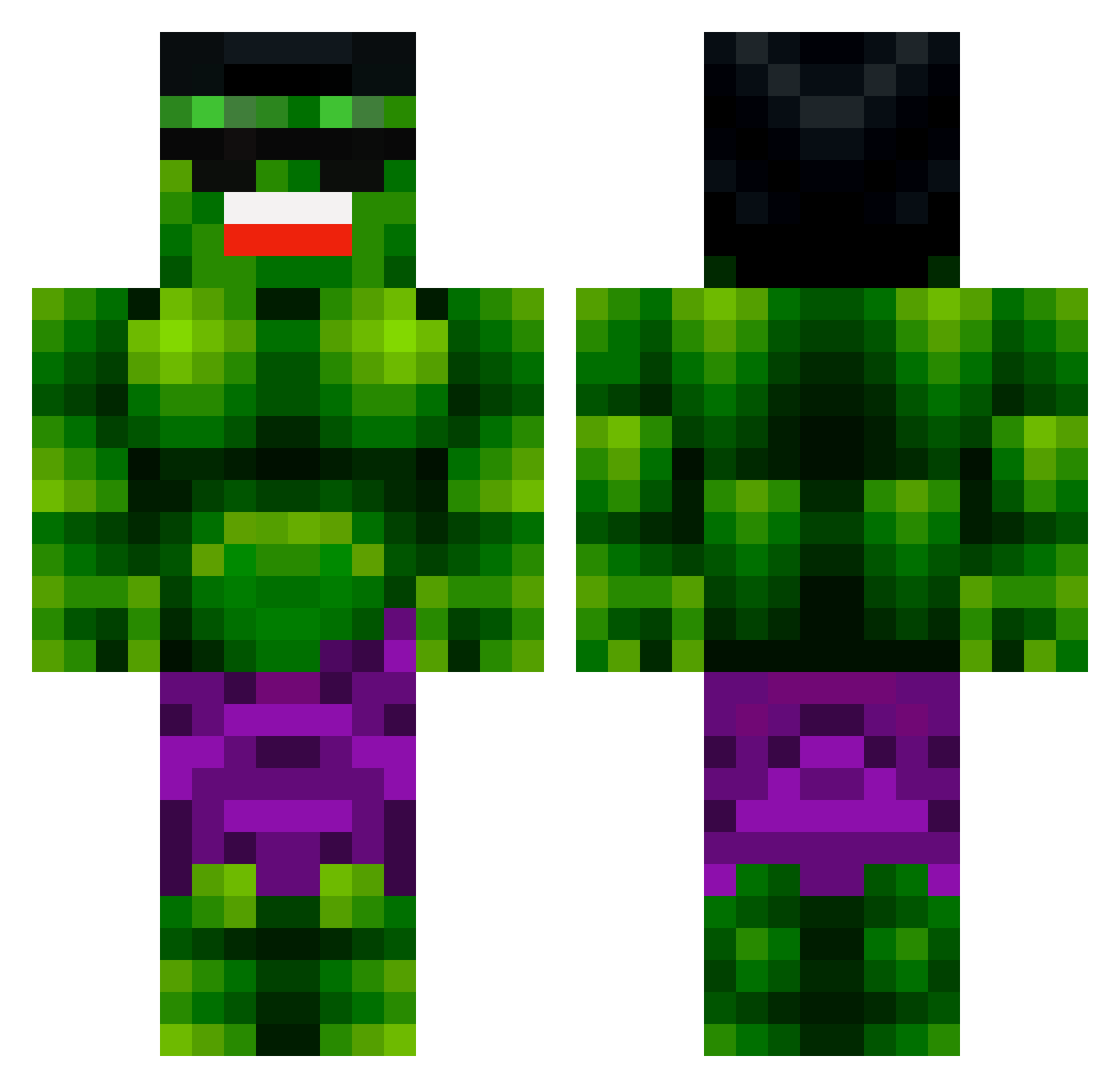 Resi2 Minecraft skin, front and back view
