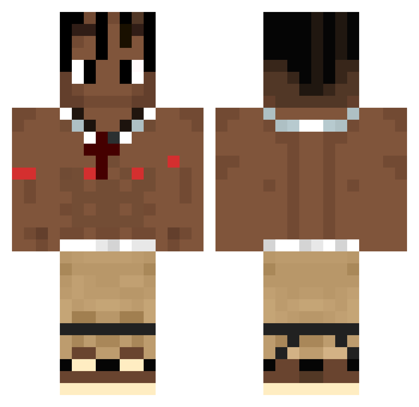 Nythink Minecraft skin, front and back view