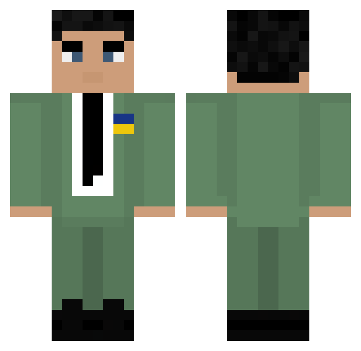 Nestorian Minecraft skin, front and back view