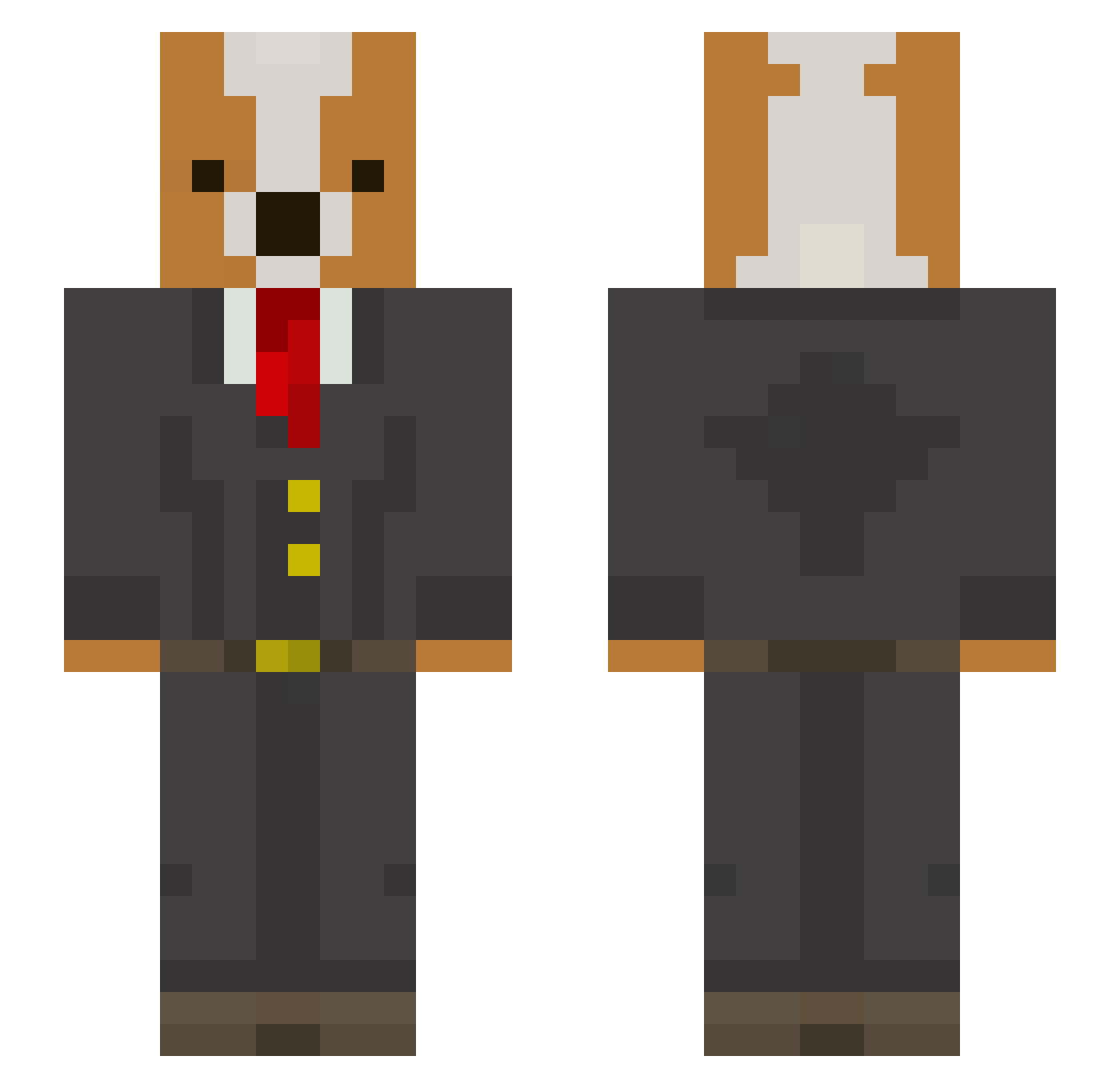 TaideVisuals Minecraft skin, front and back view