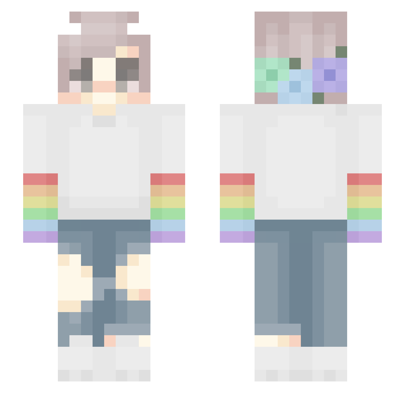 pebbal Minecraft skin, front and back view