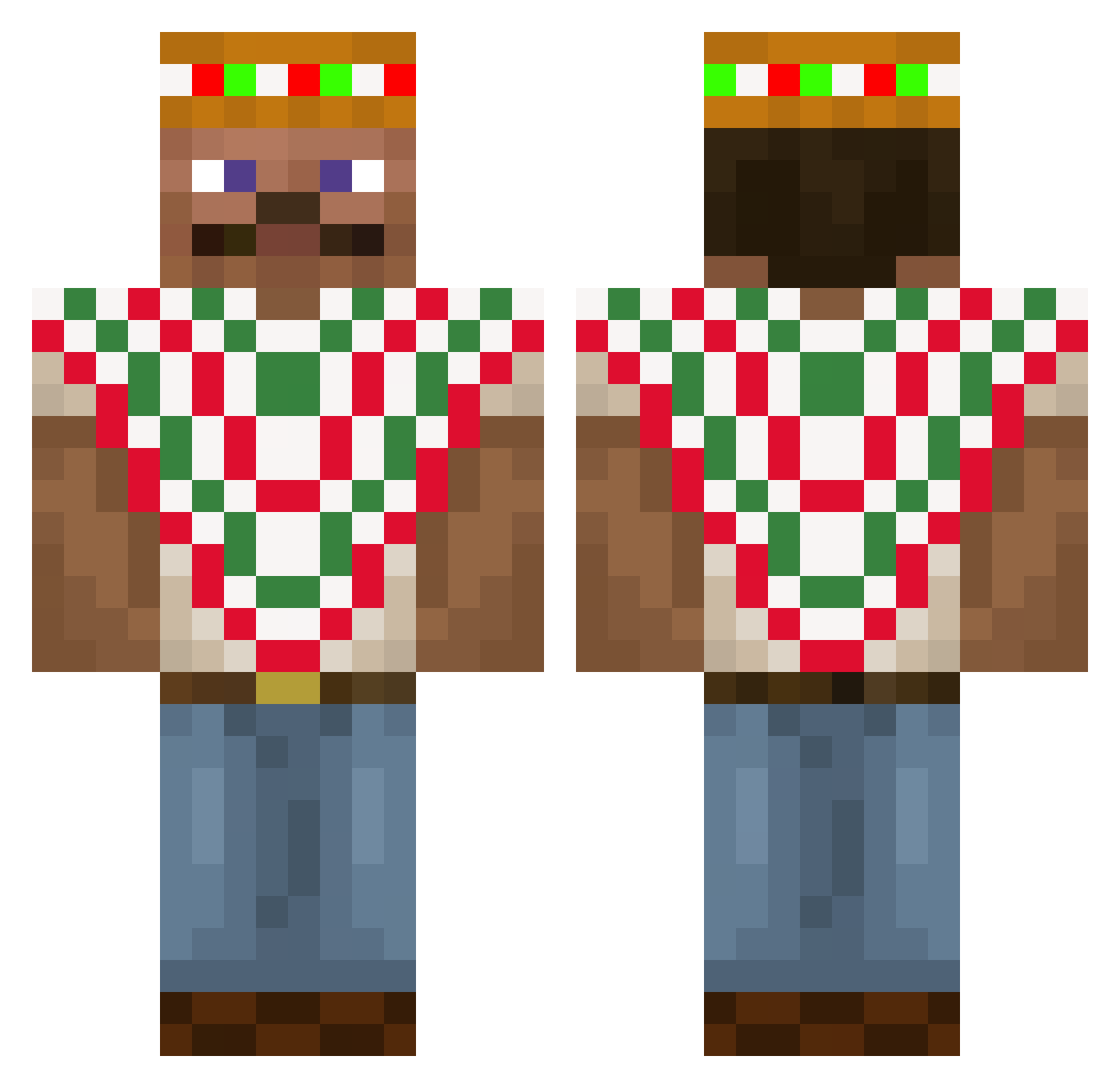 Skibidi_Happy Minecraft skin, front and back view