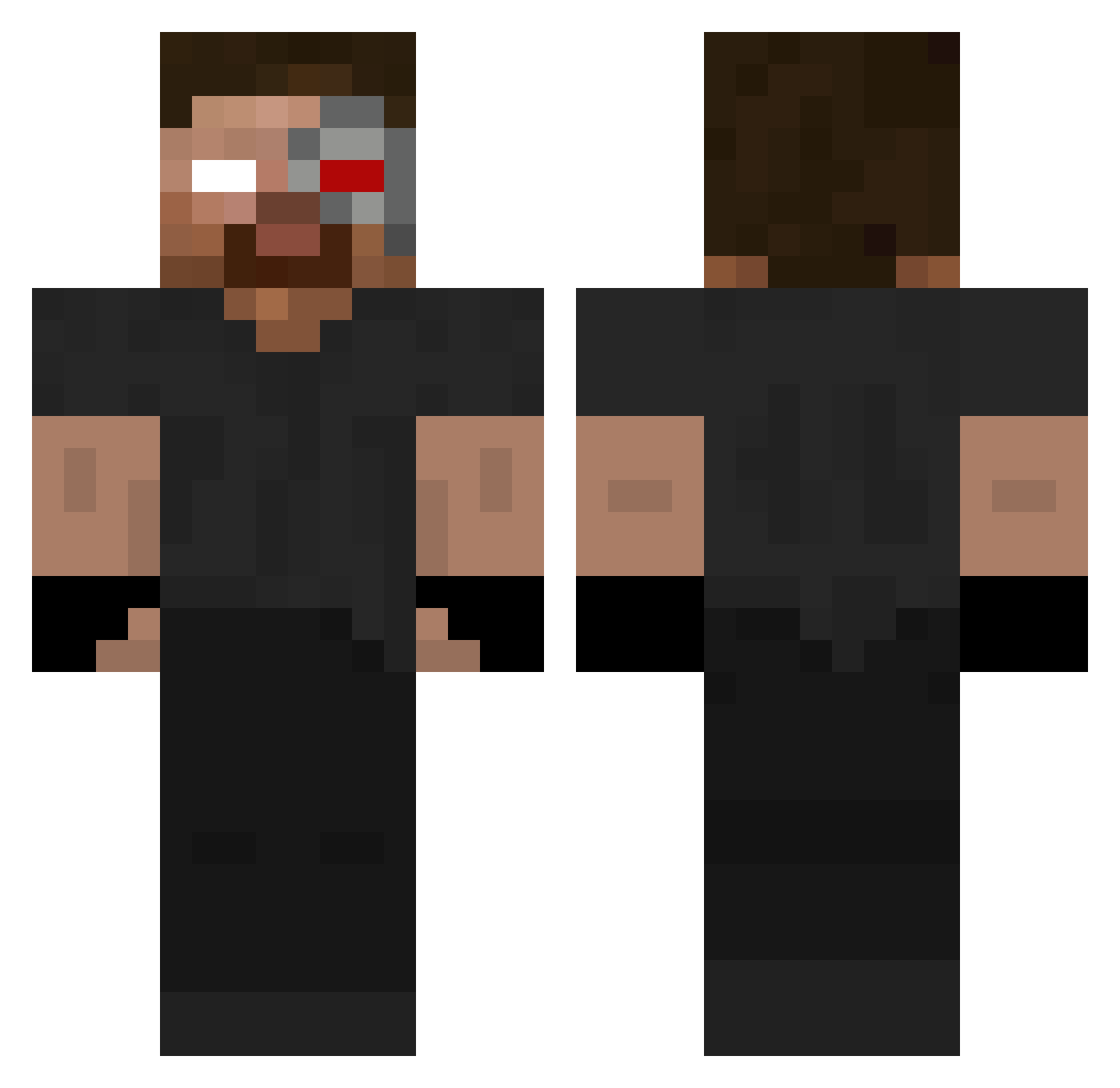 W1rning Minecraft skin, front and back view