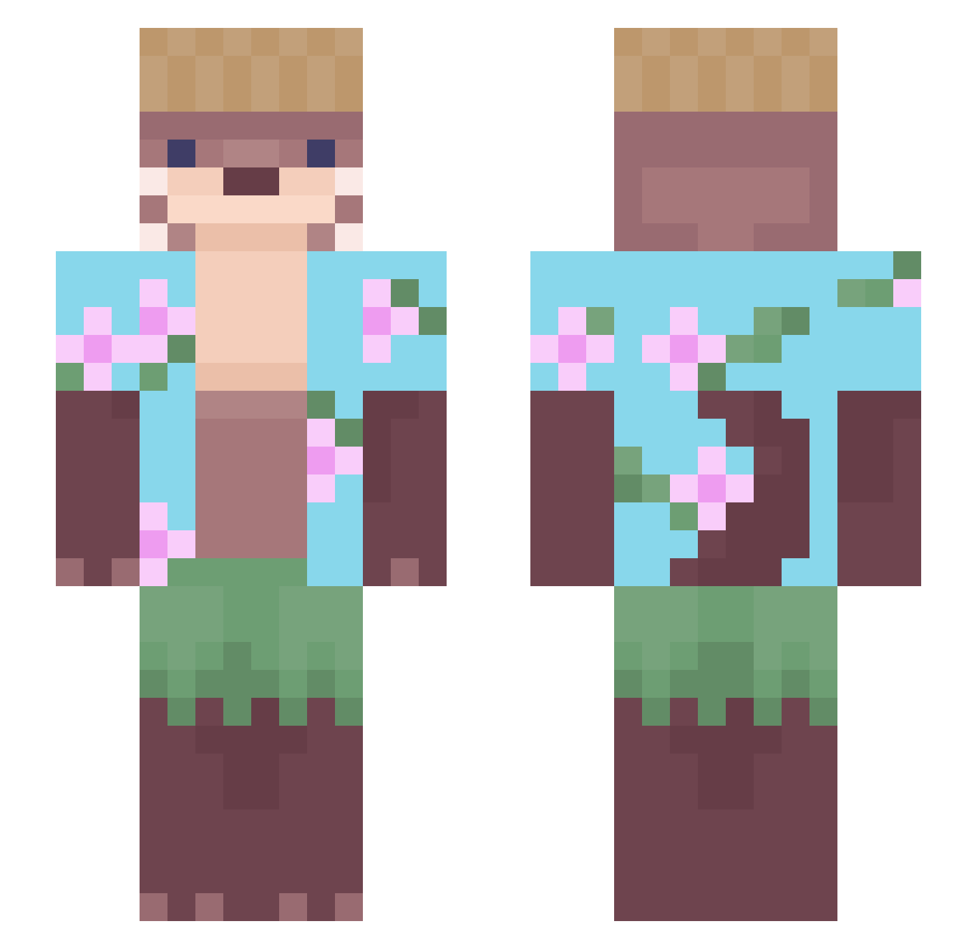 faqiva Minecraft skin, front and back view