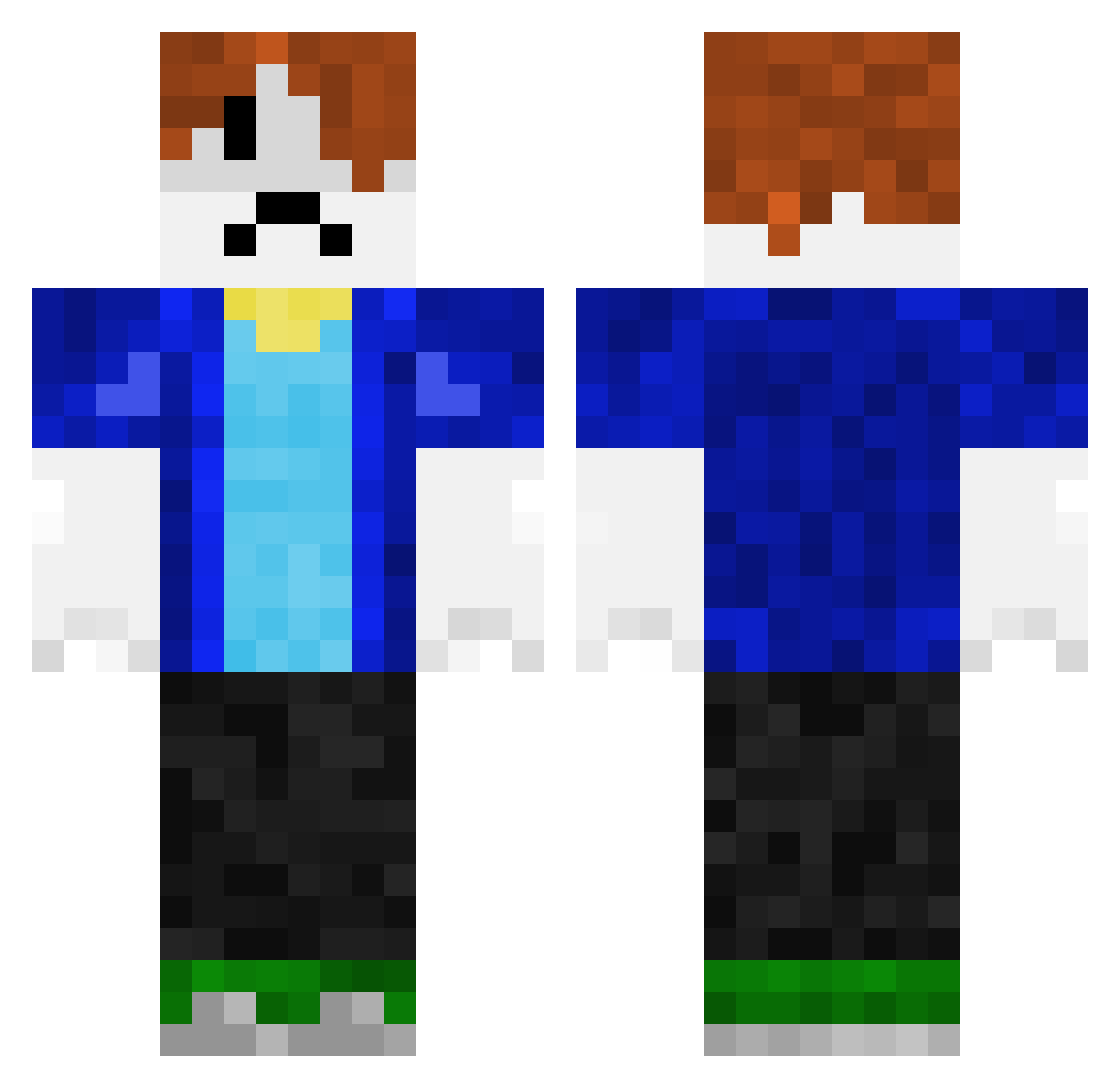 Shwarpl Minecraft skin, front and back view