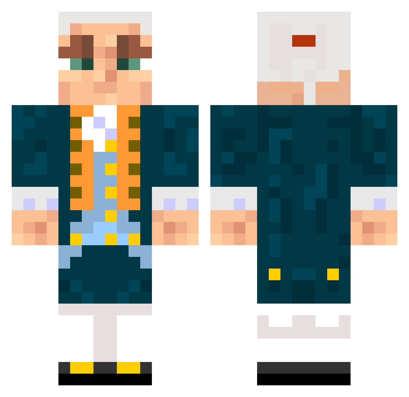 Lii5 Minecraft skin, front and back view