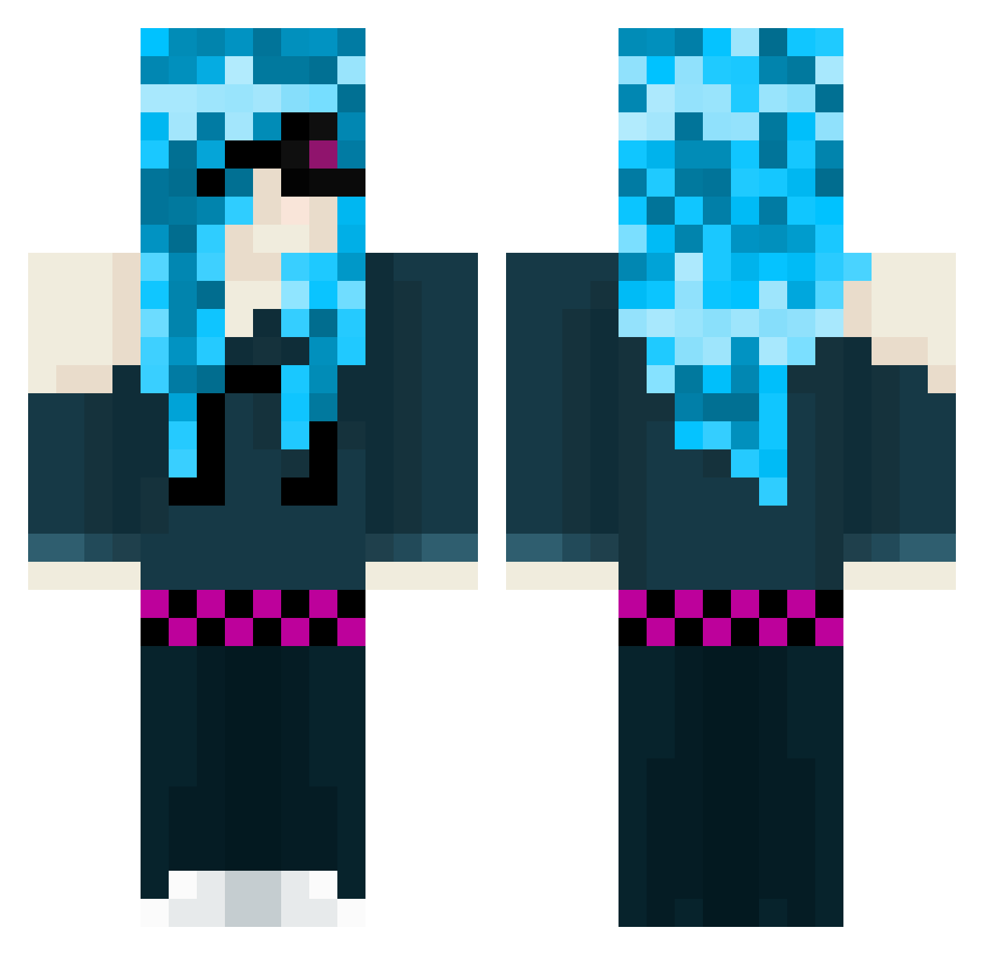 pullthestrings Minecraft skin, front and back view